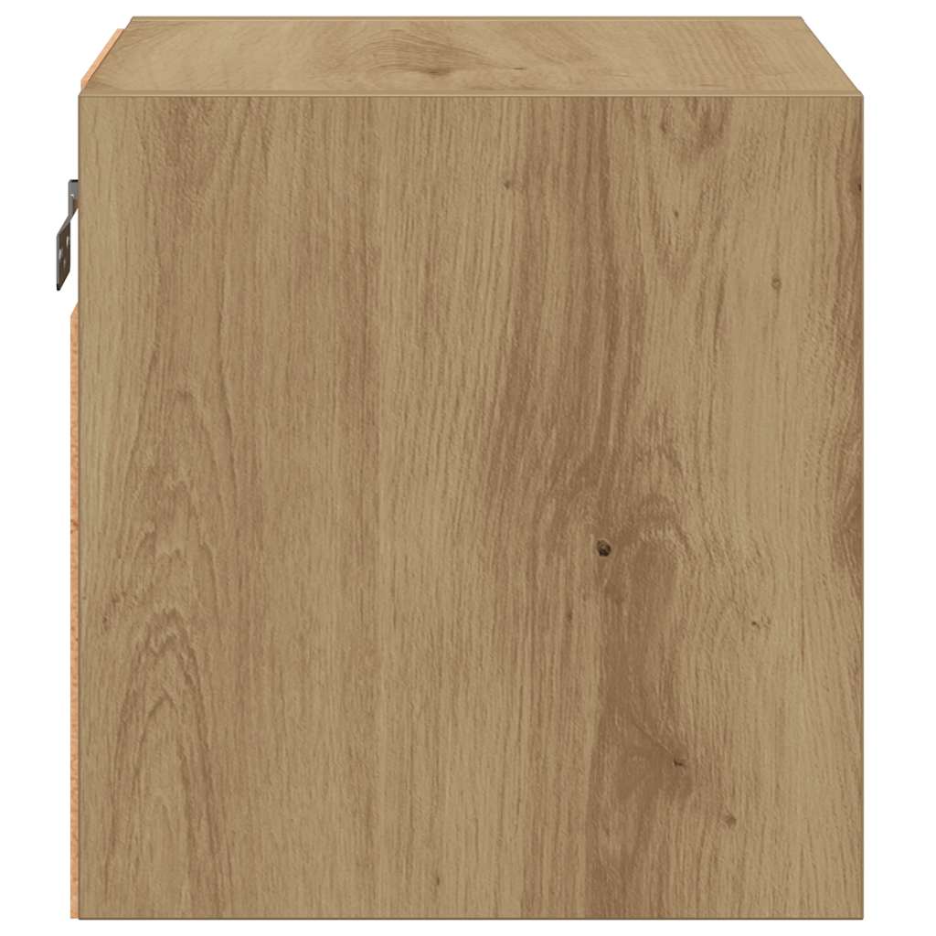væghængt tv-bord med LED-lys 30x28,5x30 cm artisan egetræsfarve