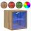 væghængte tv-borde 2 stk. med LED-lys 30x28,5x30 cm artisan eg