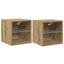 væghængte tv-borde 2 stk. med LED-lys 30x28,5x30 cm artisan eg