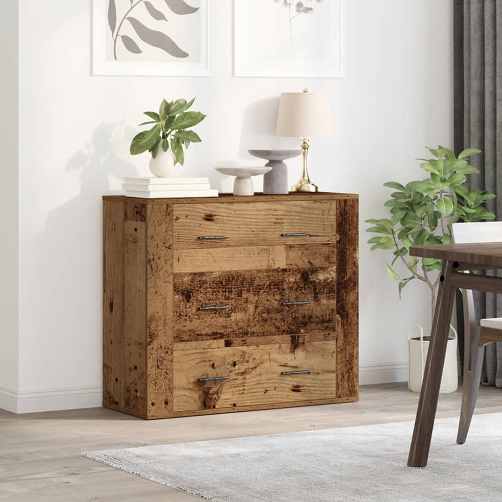 skænk 80x33x70 cm konstrueret træ gammelt træ-look
