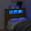 sengegavl m. LED-lys 120x18,5x103,5 cm konstrueret træ kunsteg