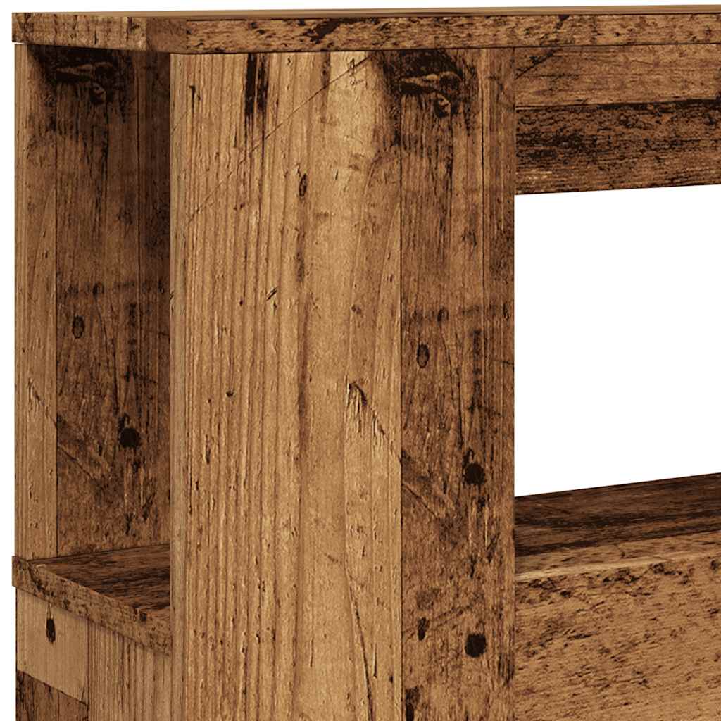 sengegavl med LED 180x18,5x103,5 cm konstrueret træ antikt træ