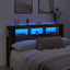 sengegavl med LED 180x18,5x103,5 cm konstrueret træ antikt træ