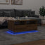 sofabord med LED-lys 90x49x40 cm egetræsfarvet
