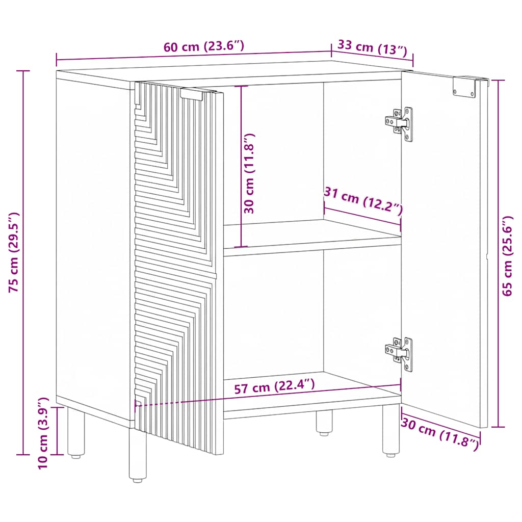 skænk 60x33x75 cm massivt mangotræ brun