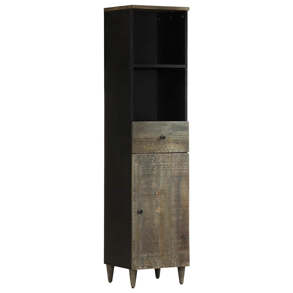 Badeværelsesskab 38 × 33 × 160 cm - massivt mangotræ, sort