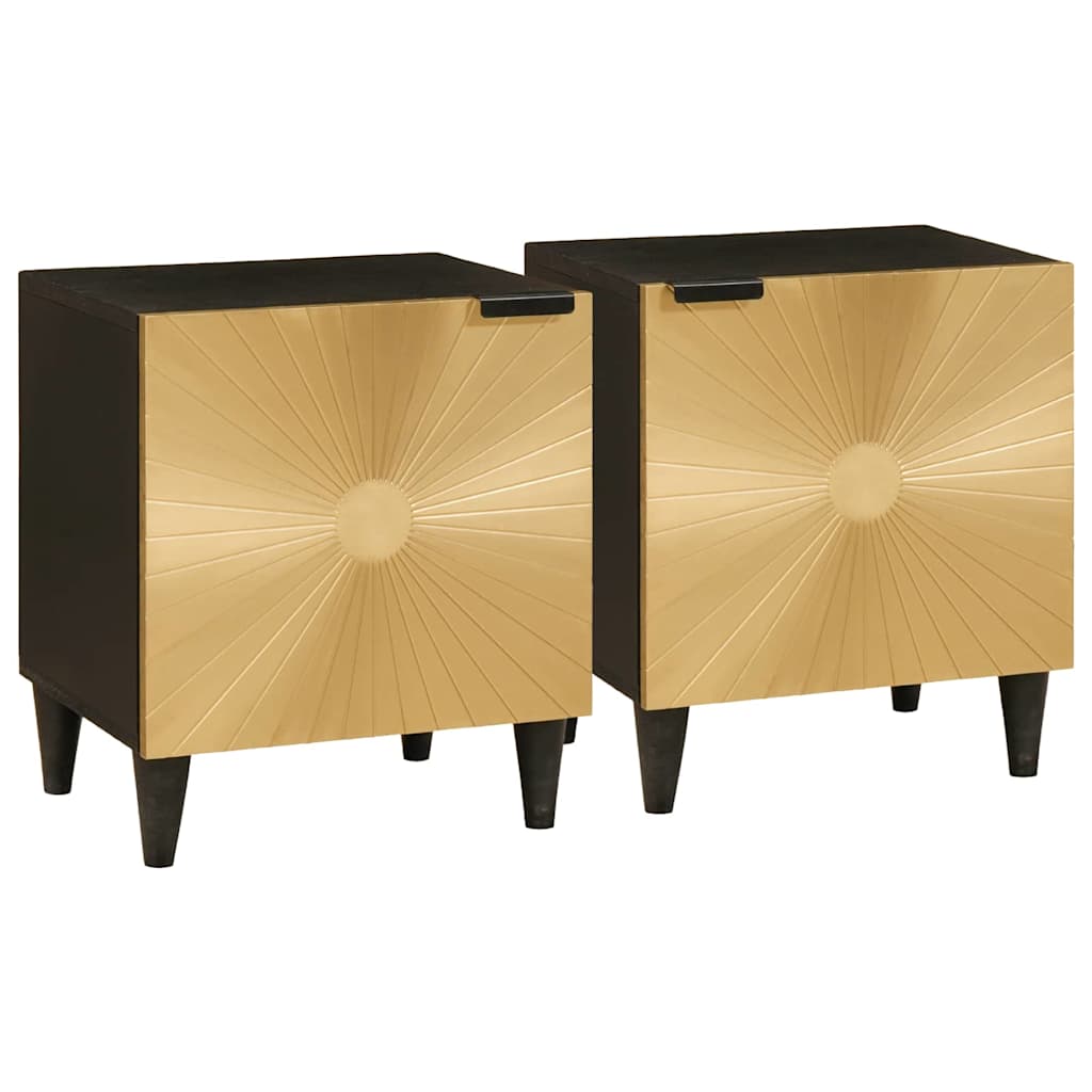Natskab 2 pcs Sort og Guld 40 x 33 x 46 cm Konstrueret træ