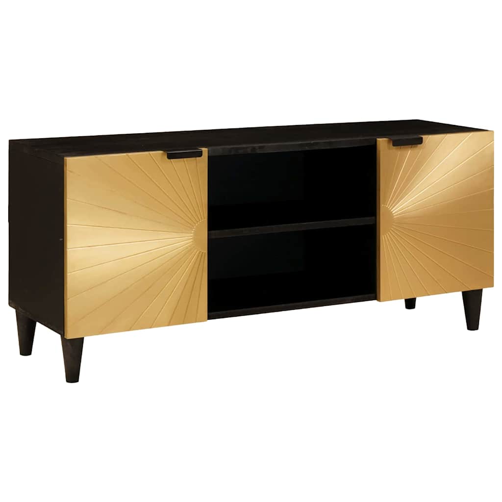 TV-skab med hylde Sort og Guld 105 x 33 x 46 cm Konstrueret træ