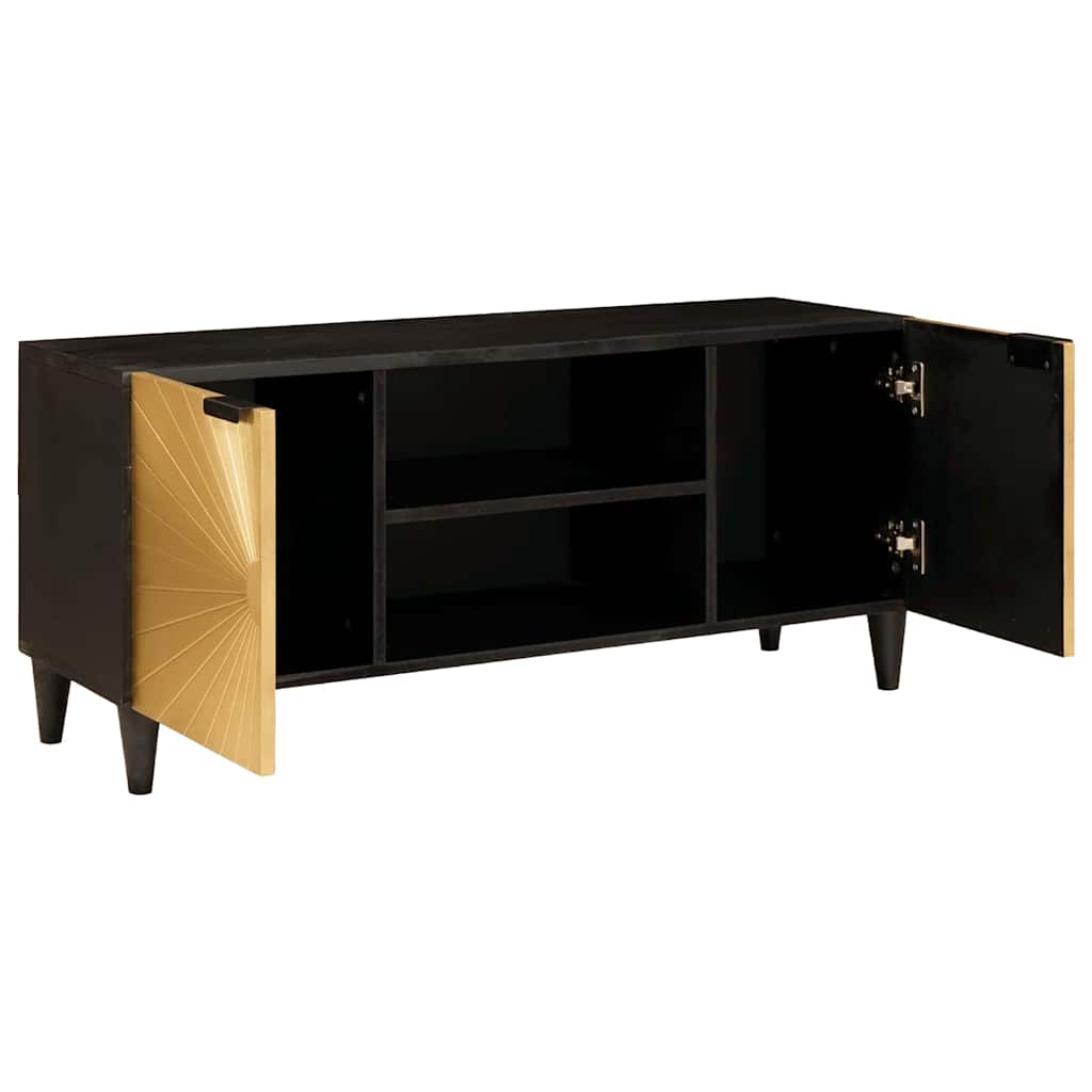 TV-skab med hylde Sort og Guld 105 x 33 x 46 cm Konstrueret træ