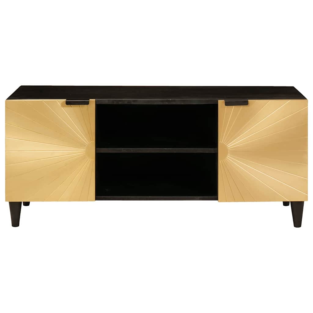 TV-skab med hylde Sort og Guld 105 x 33 x 46 cm Konstrueret træ