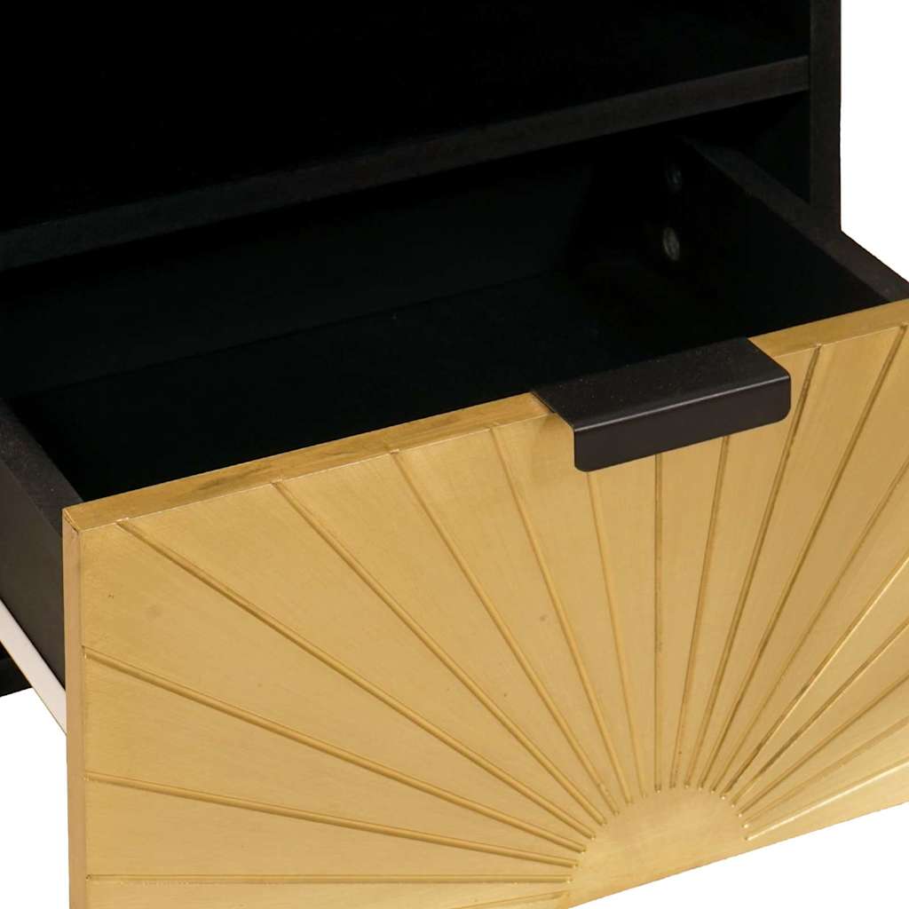 TV-skab med skuffe Sort og Guld 70 x 33 x 46 cm Konstrueret træ