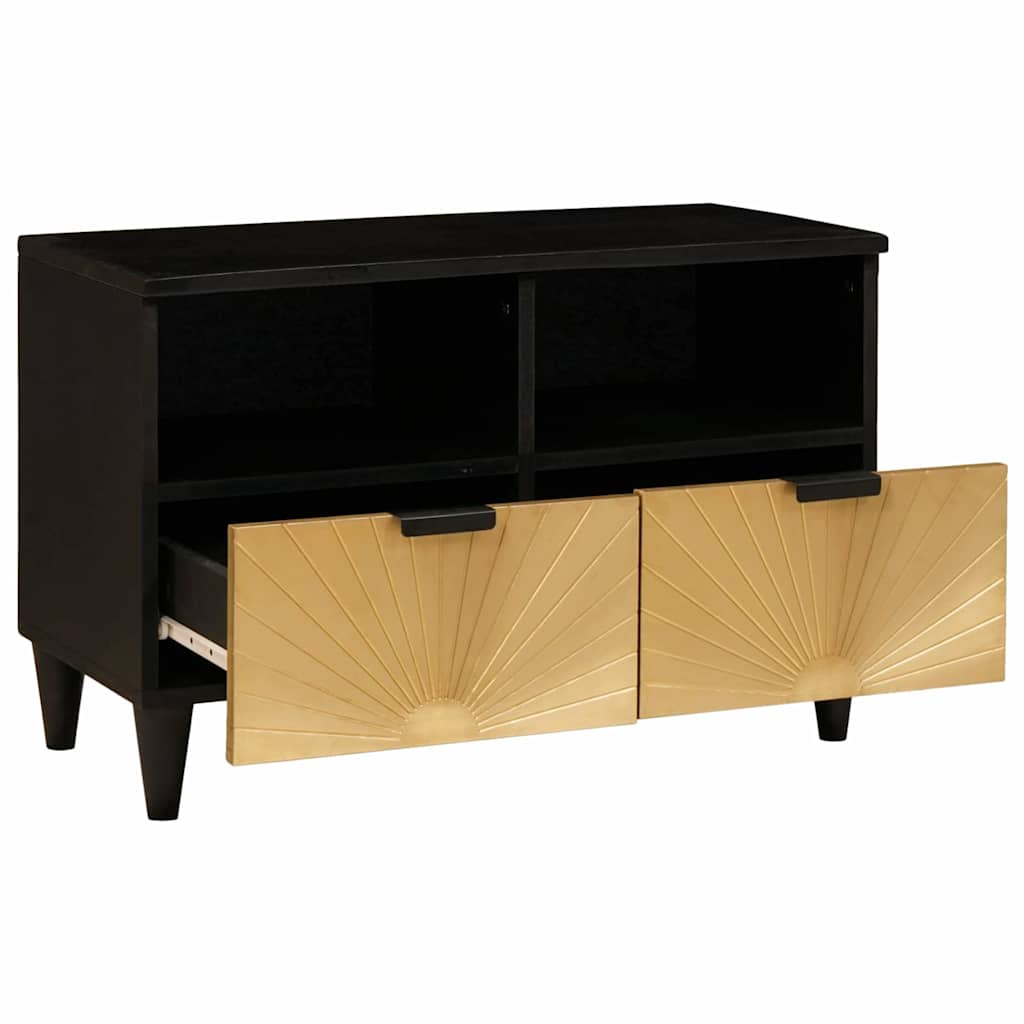 TV-skab med skuffe Sort og Guld 70 x 33 x 46 cm Konstrueret træ