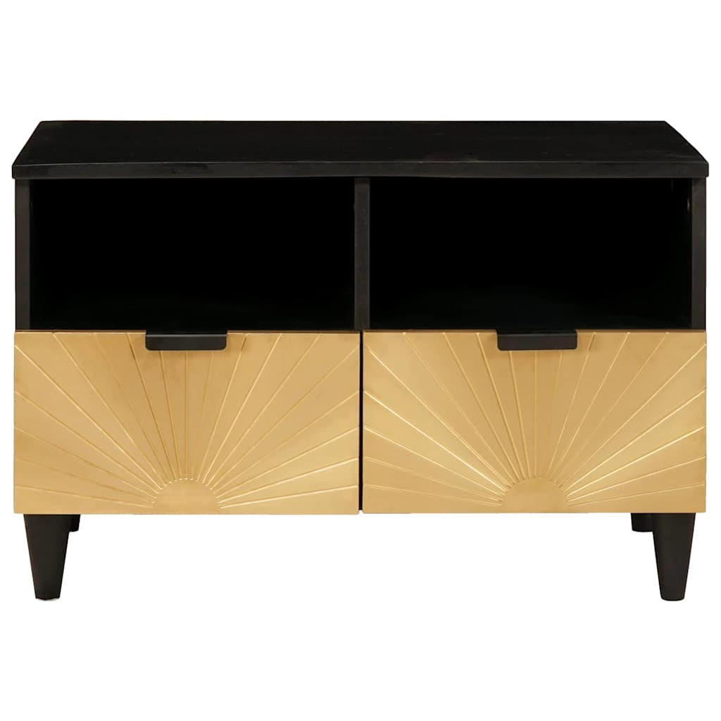 TV-skab med skuffe Sort og Guld 70 x 33 x 46 cm Konstrueret træ