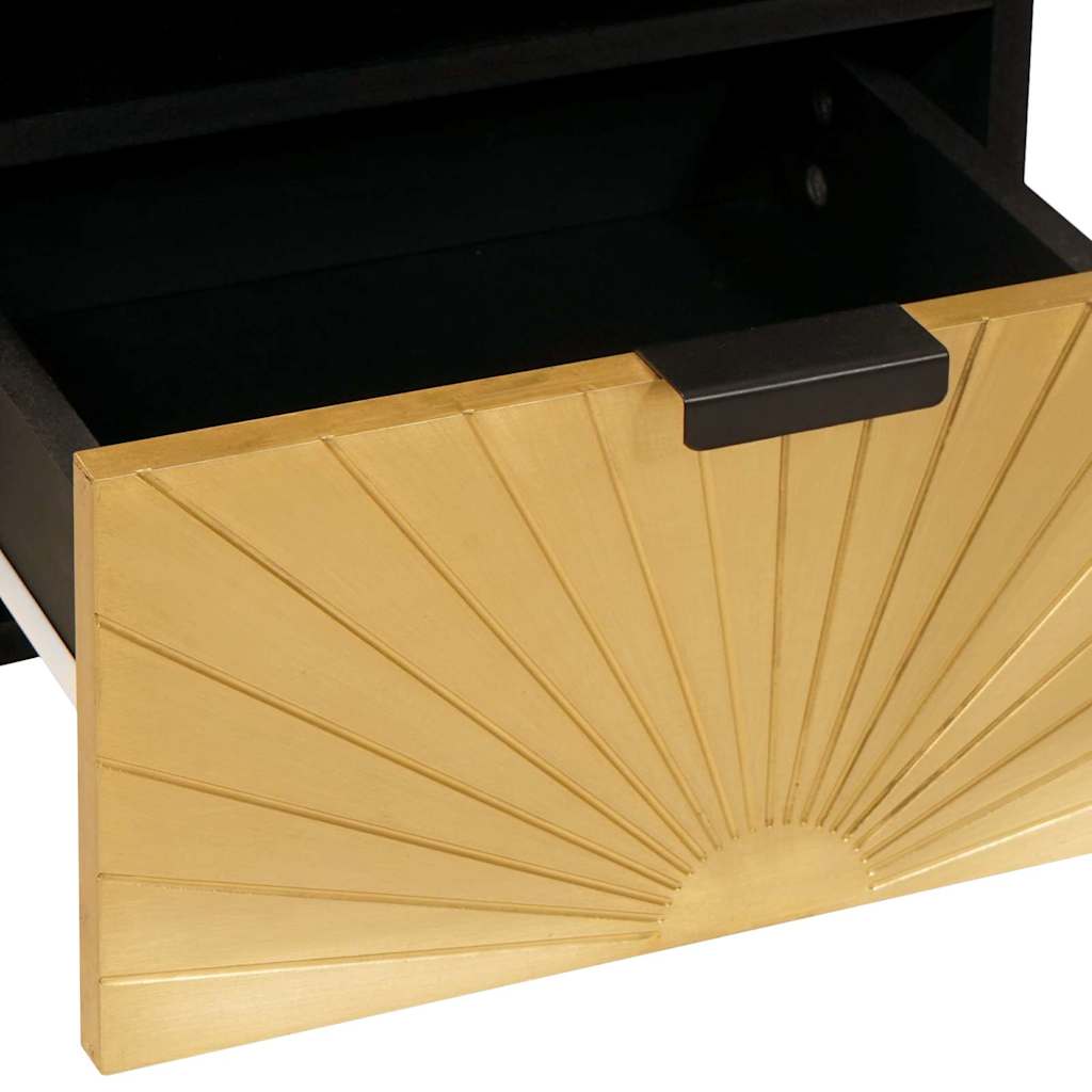 Natskab 2 pcs Sort og Guld 40 x 33 x 46 cm Konstrueret træ