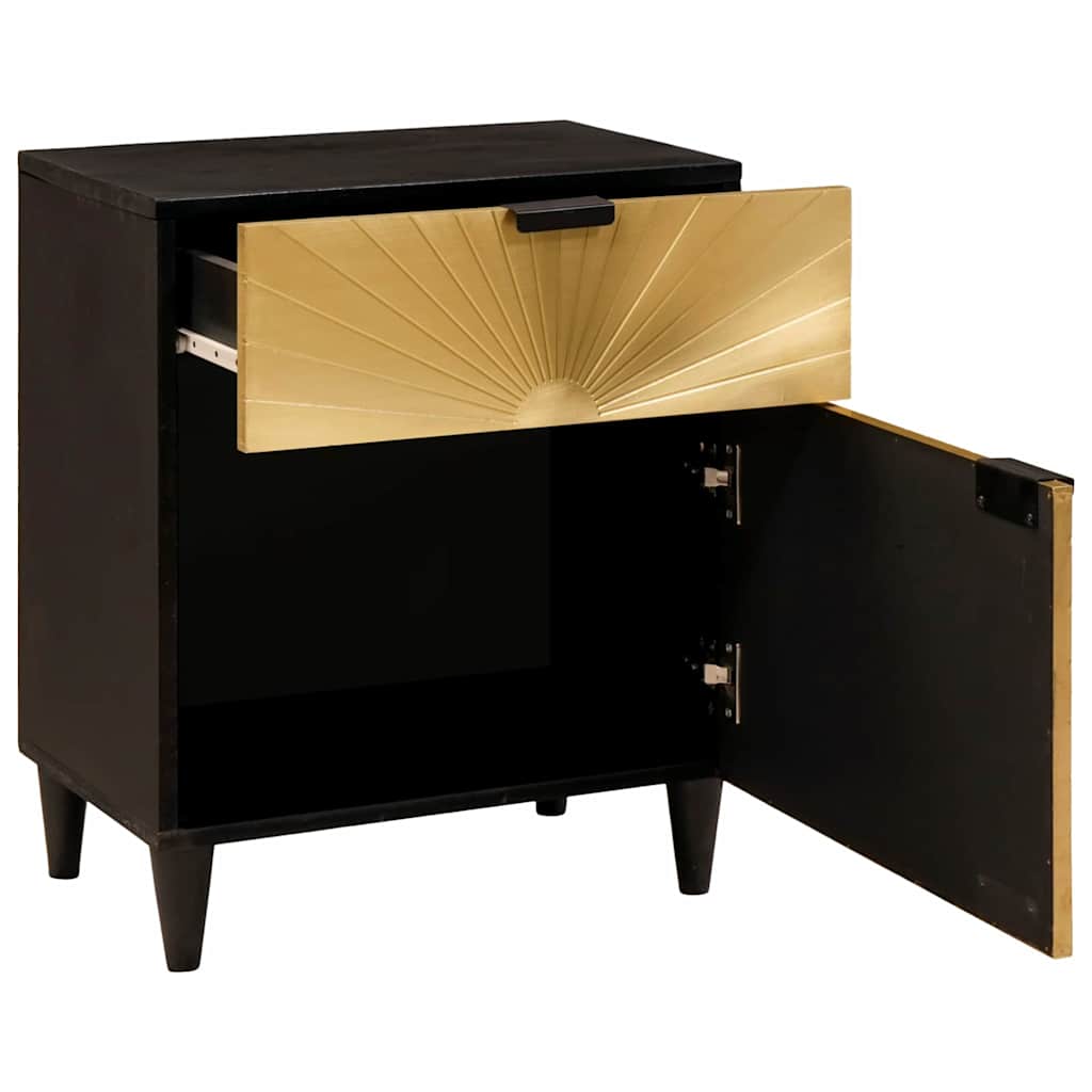 Sengebord Sort og Guld 50 x 33 x 60 cm Konstrueret træ