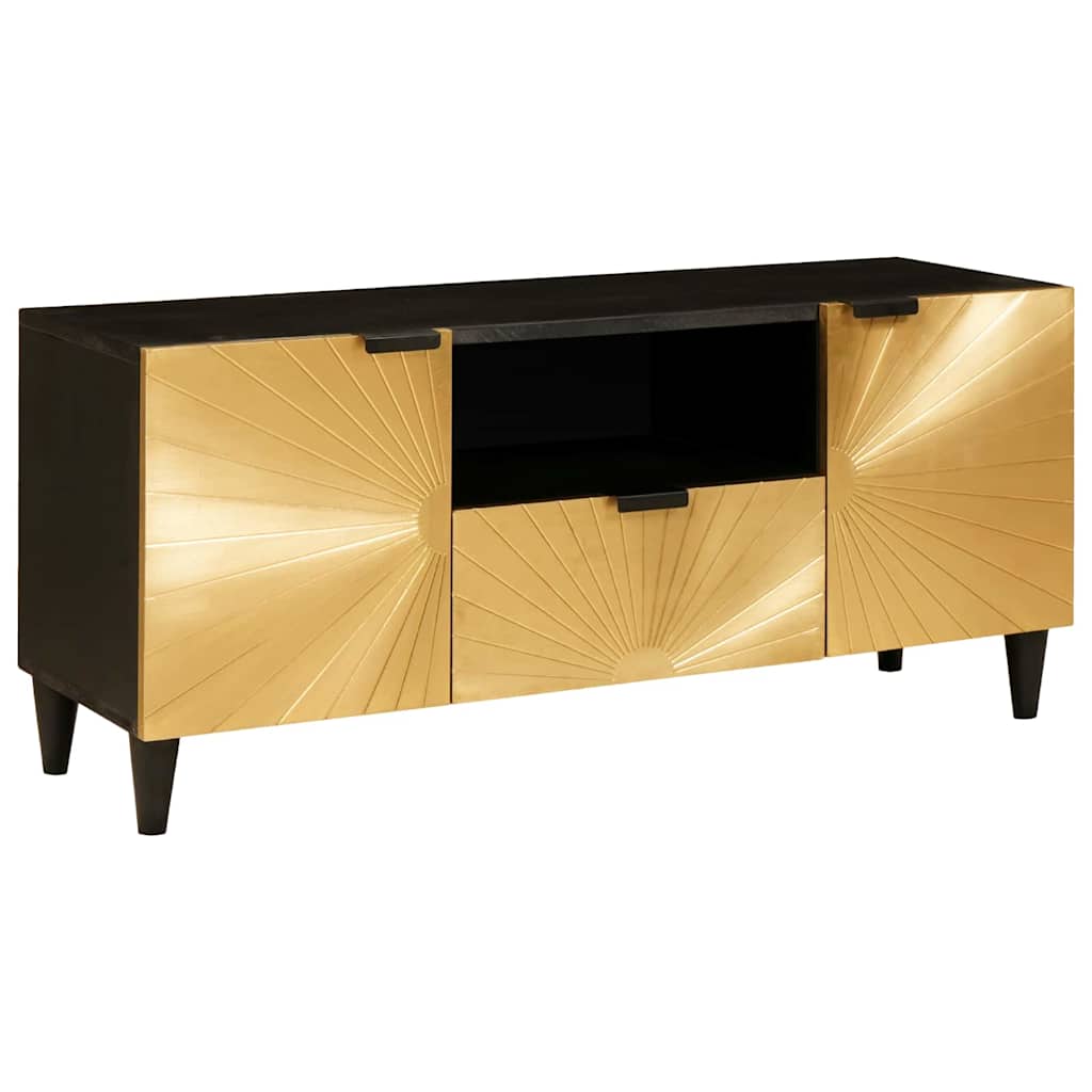 TV-skab med hylde Sort og Guld 105 x 33 x 46 cm Konstrueret træ