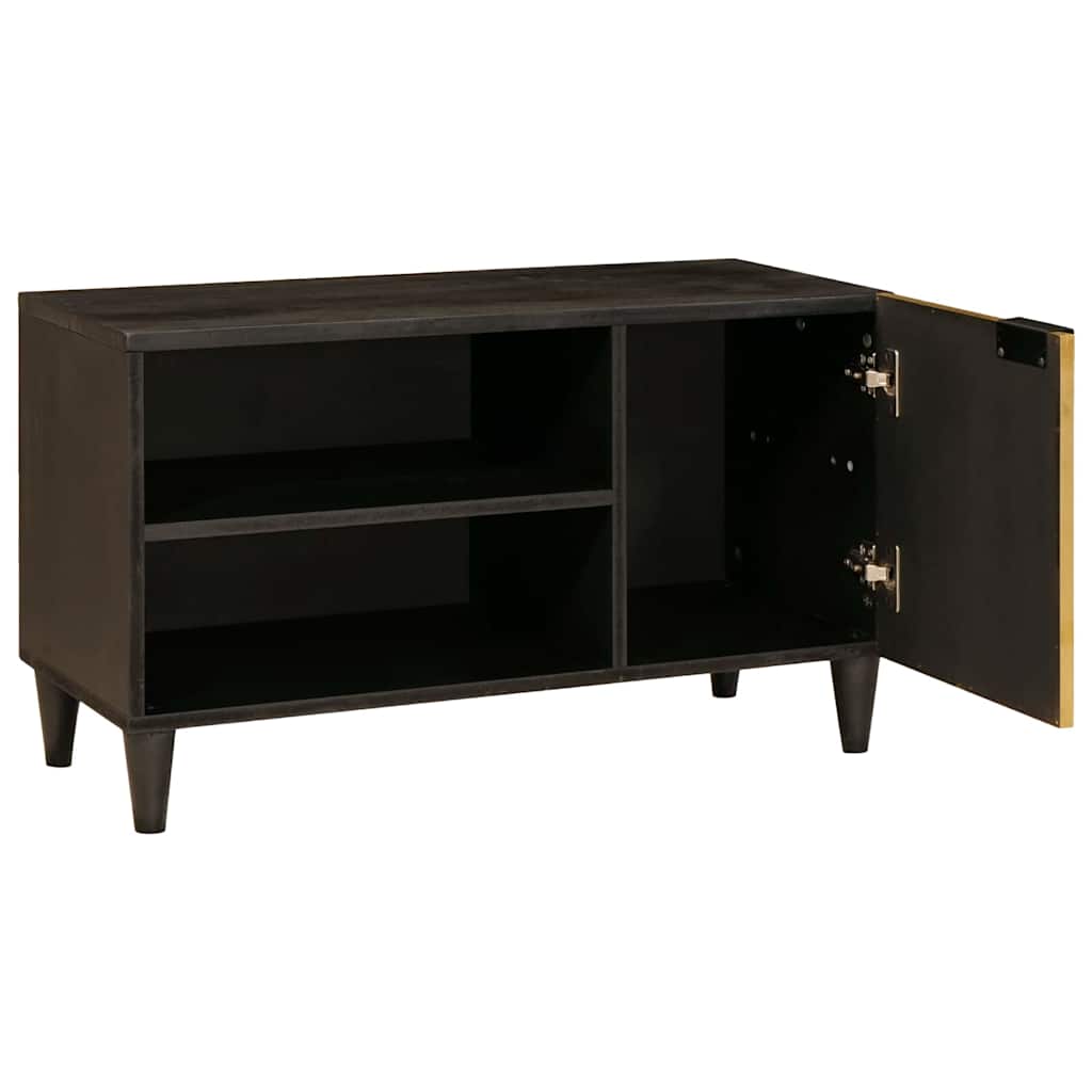 TV-skab med hylde Sort og Guld 80 x 33 x 46 cm Konstrueret træ