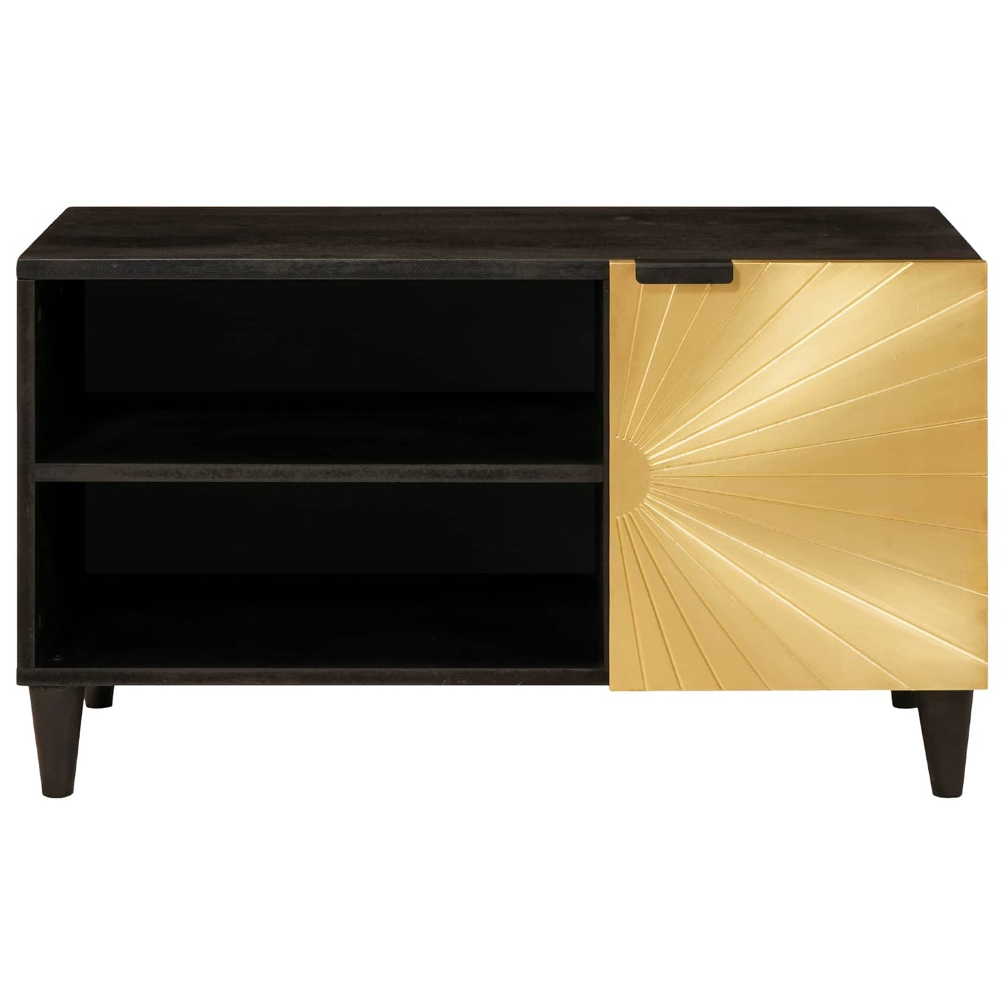 TV-skab med hylde Sort og Guld 80 x 33 x 46 cm Konstrueret træ