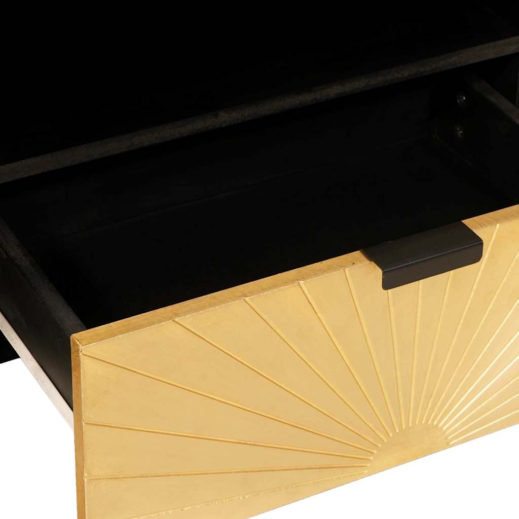 TV-skab med skuffe Sort og Guld 80 x 33 x 46 cm Konstrueret træ