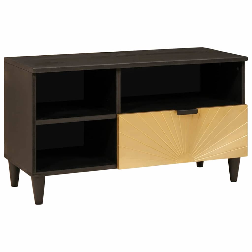 TV-skab med skuffe Sort og Guld 80 x 33 x 46 cm Konstrueret træ
