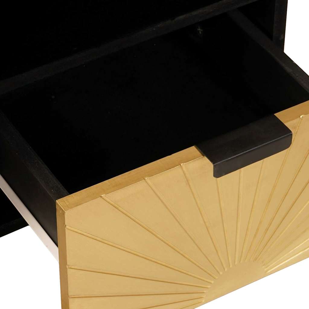 TV-skab med hylde Sort og Guld 100 x 33 x 46 cm Konstrueret træ