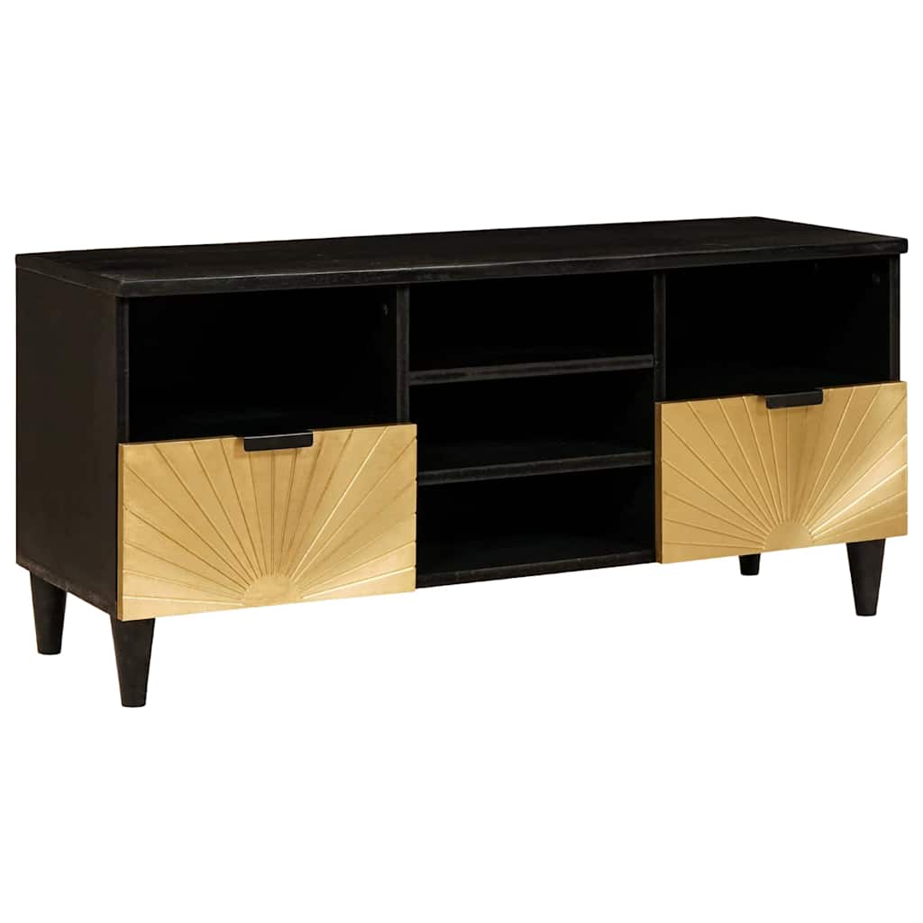 TV-skab med hylde Sort og Guld 100 x 33 x 46 cm Konstrueret træ