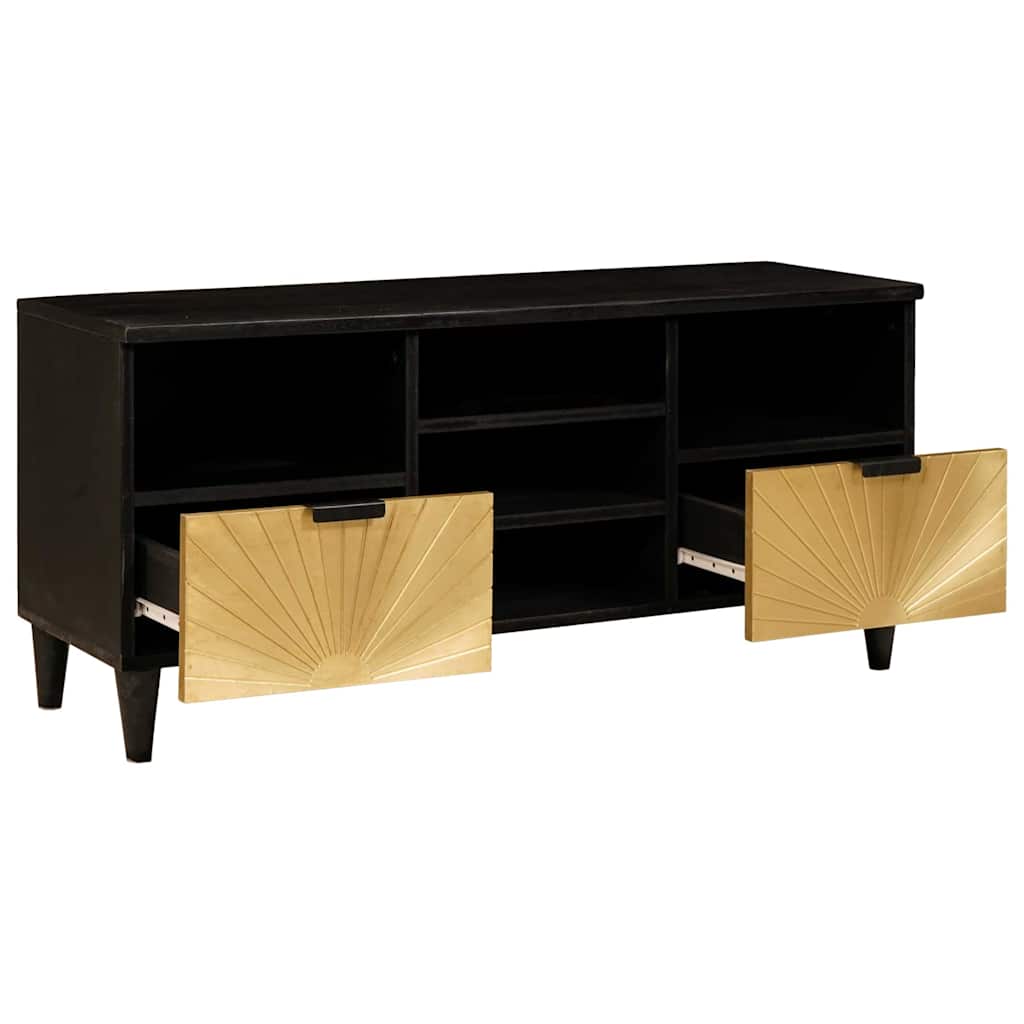 TV-skab med hylde Sort og Guld 100 x 33 x 46 cm Konstrueret træ