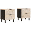 Natskab med skuffe 2 pcs Hvid 40 x 33 x 46 cm Massivt mangotræ