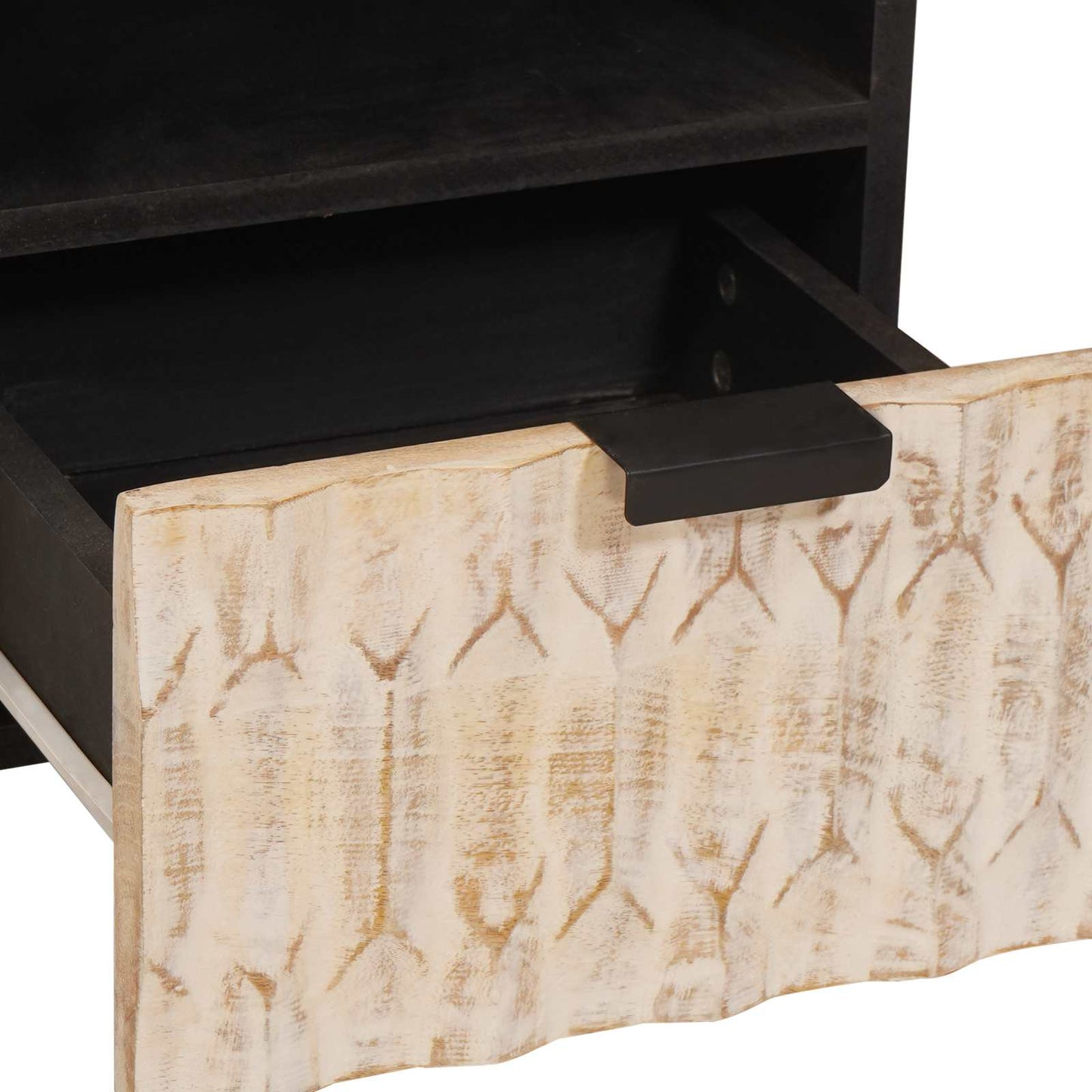 TV-skab Hvid Vask Finish 70 x 33 x 46 cm Massivt mangotræ