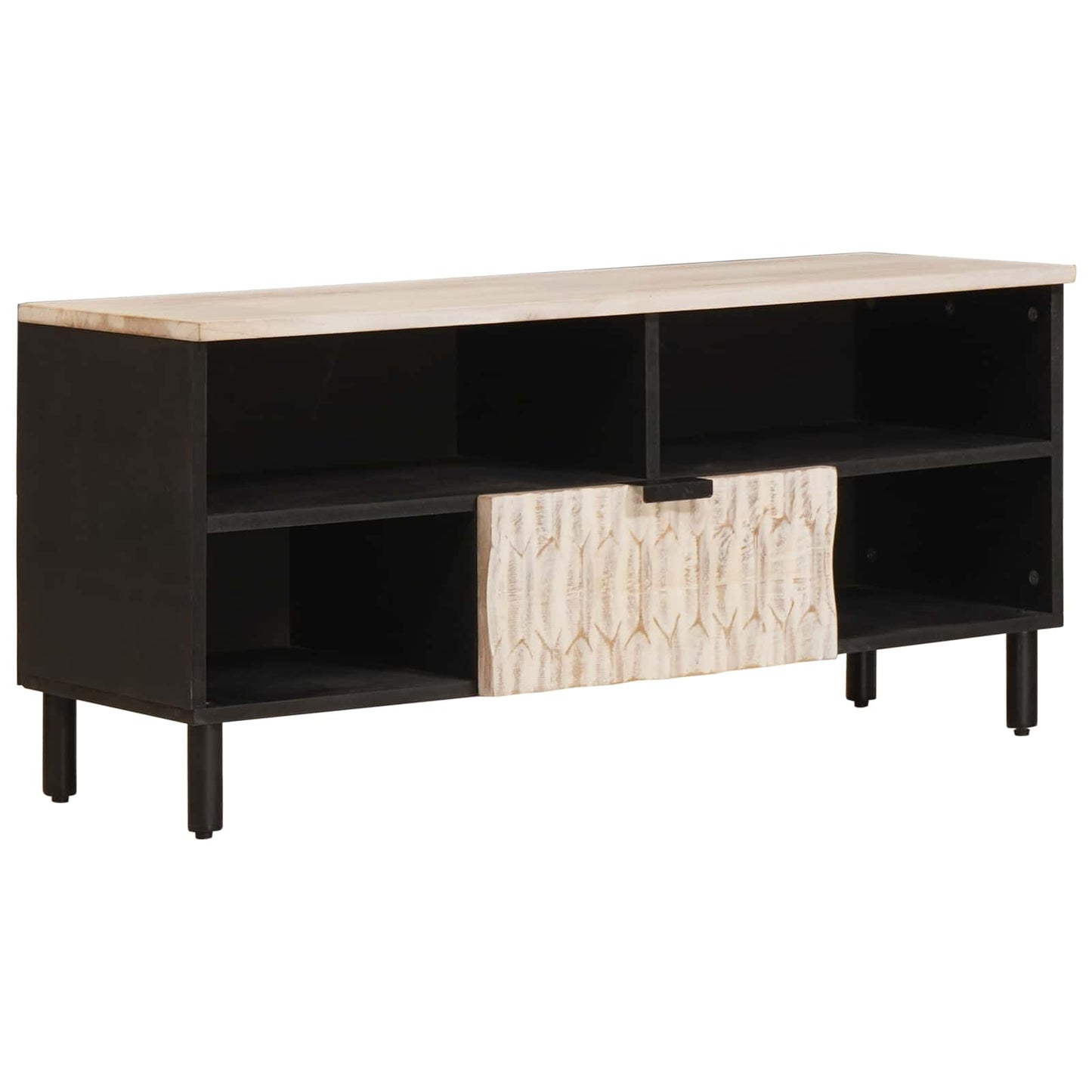 TV-skab Hvid Vask Finish 100 x 33 x 46 cm Massivt mangotræ
