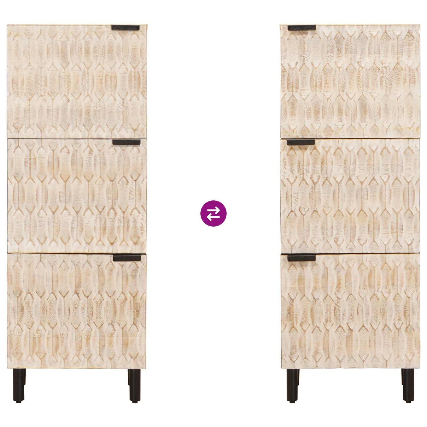 Highboard Hvid Vask Finish 40 x 33 x 110 cm Massivt mangotræ