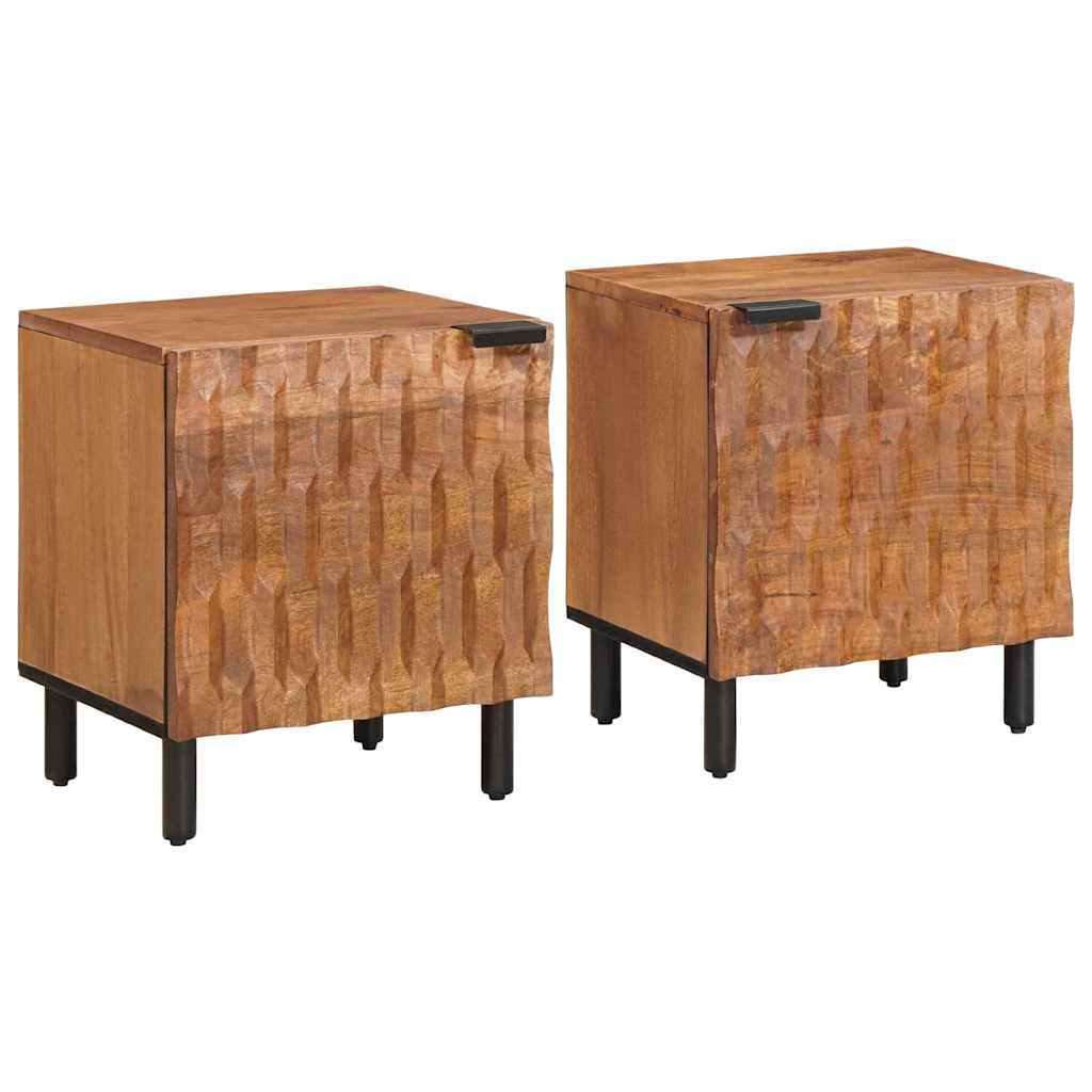 Natskab 2 pcs Brun 40 x 33 x 46 cm Massivt mangotræ billede