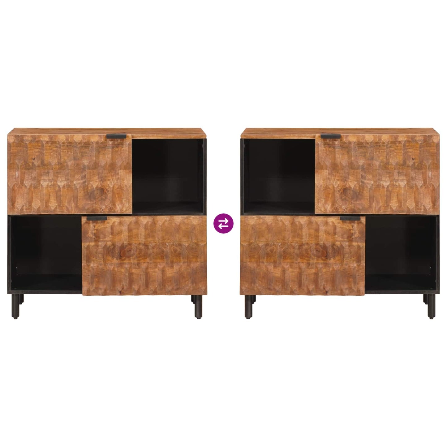 Sideboard Acacia Brun Finish 80 x 33 x 75 cm Massivt mangotræ