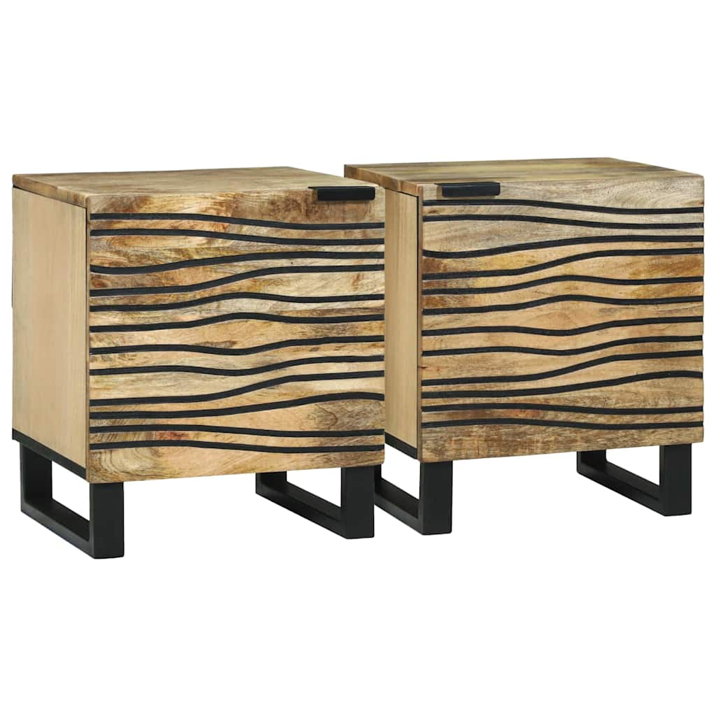 Natskab 2 pcs Naturfarvet 40 x 33 x 46 cm Konstrueret træ billede
