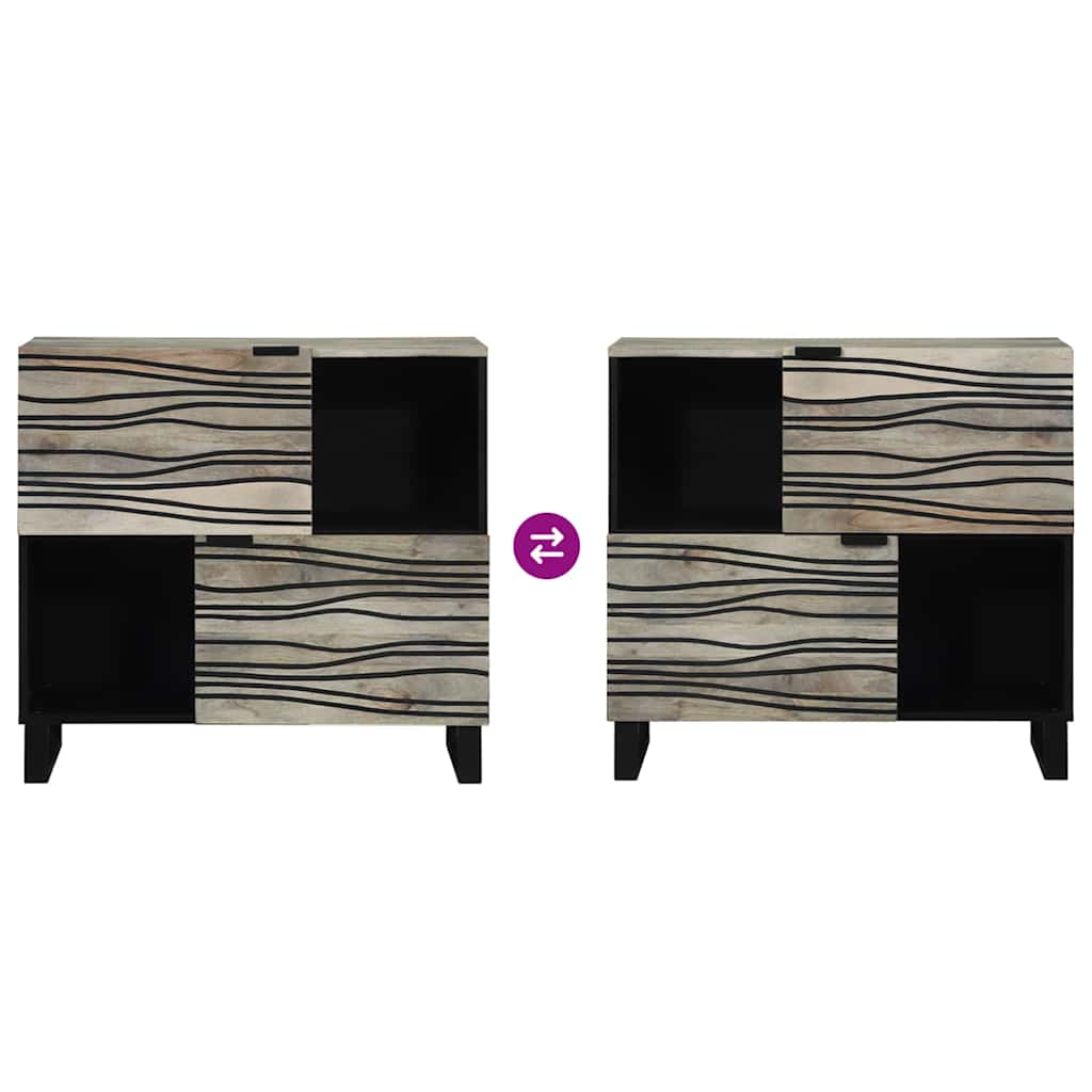 Sideboard Hvid 80 x 33 x 75 cm Massivt mangotræ