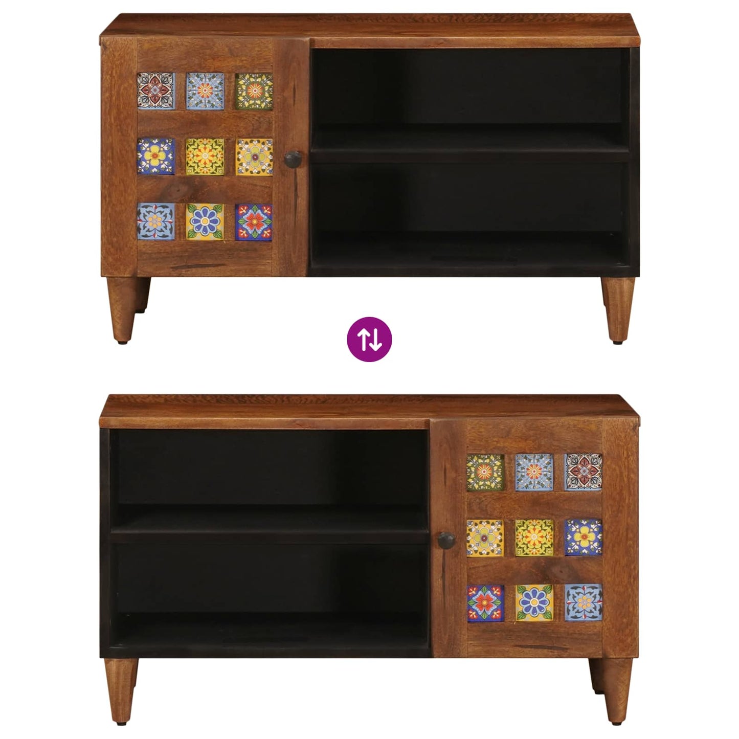 TV-skab med opbevaring Valnød 80 x 33 x 46 cm Massivt mangotræ