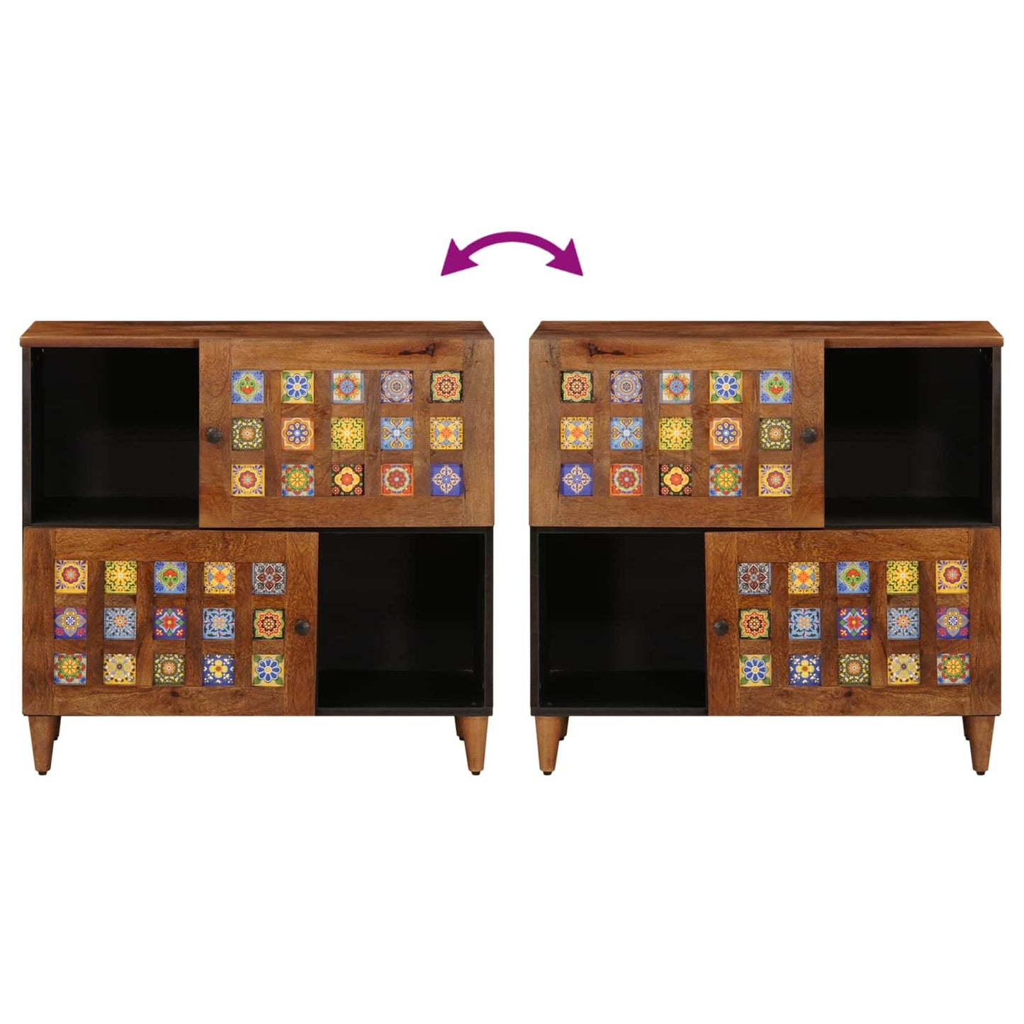Sideboard med dør Valnød 80 x 33 x 75 cm Massivt mangotræ