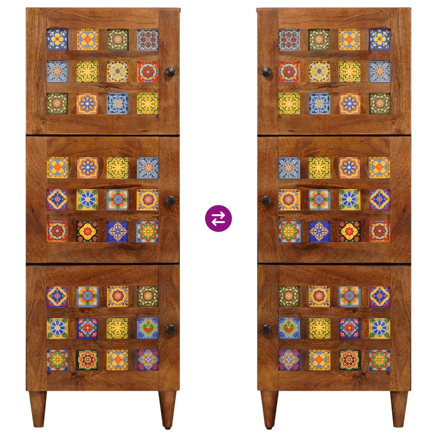 Highboard med dør Valnød 40 x 33 x 110 cm Massivt mangotræ
