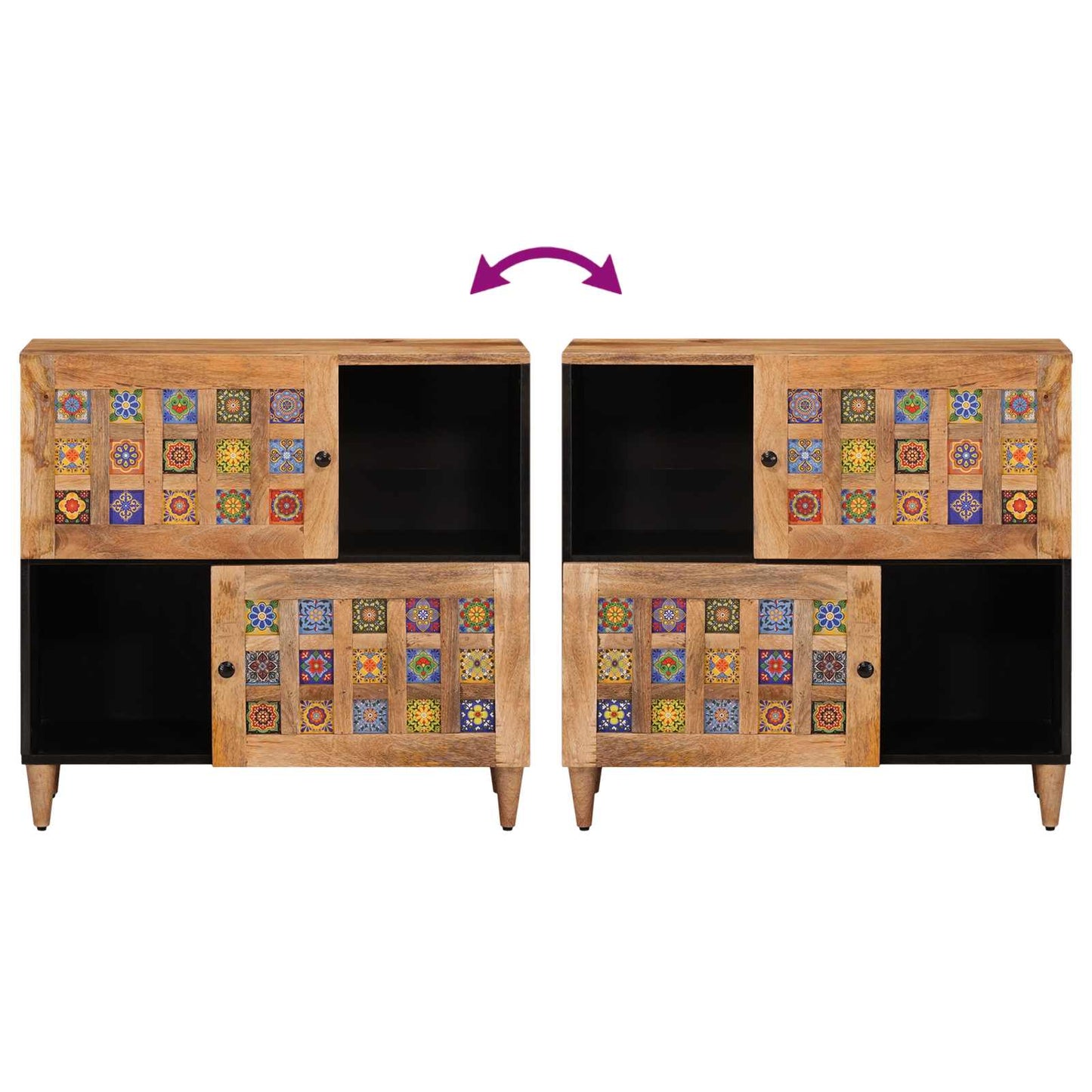 Sideboard med dør Naturfarvet 80 x 33 x 75 cm Massivt mangotræ