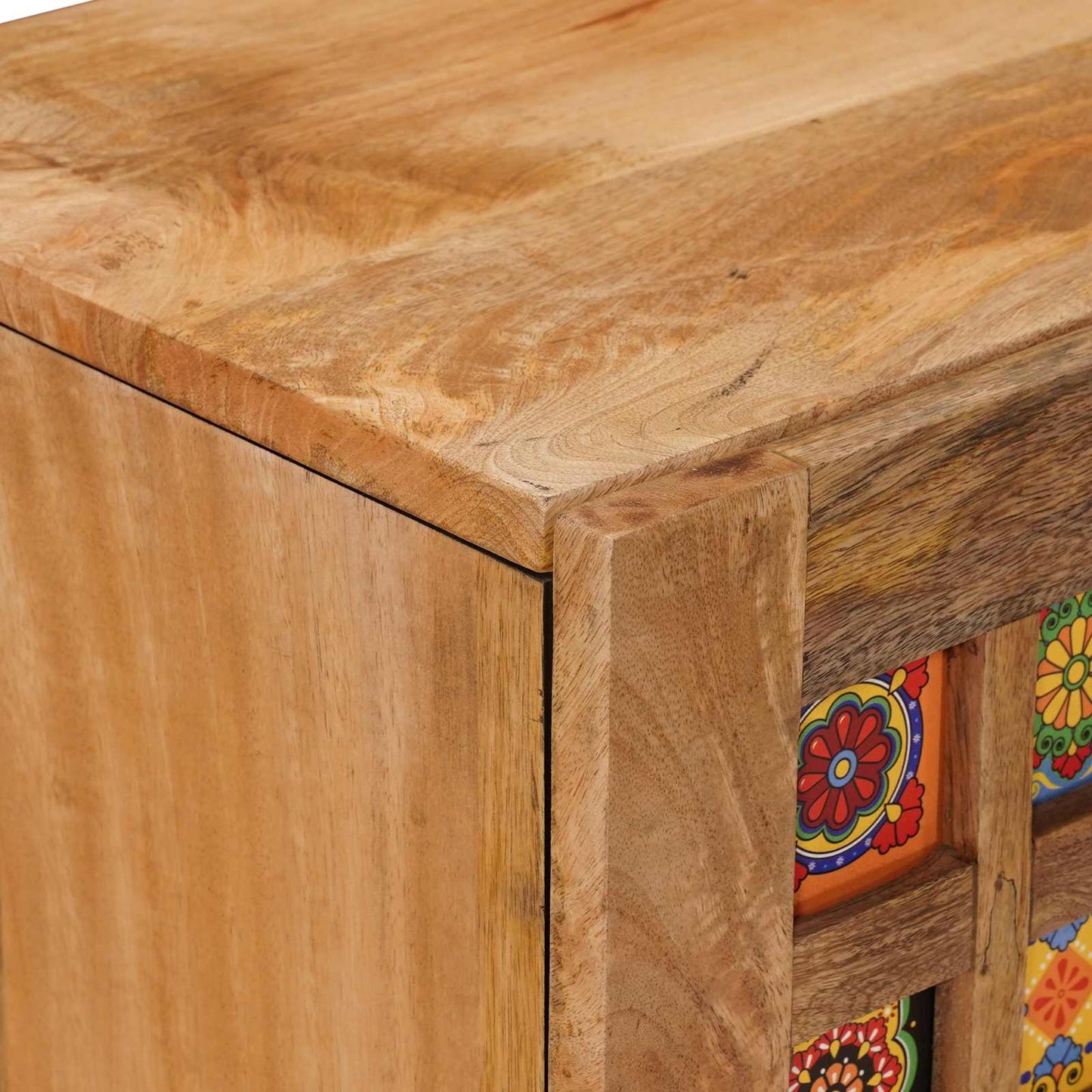Sideboard med dør Naturfarvet 90 x 33 x 75 cm Massivt mangotræ