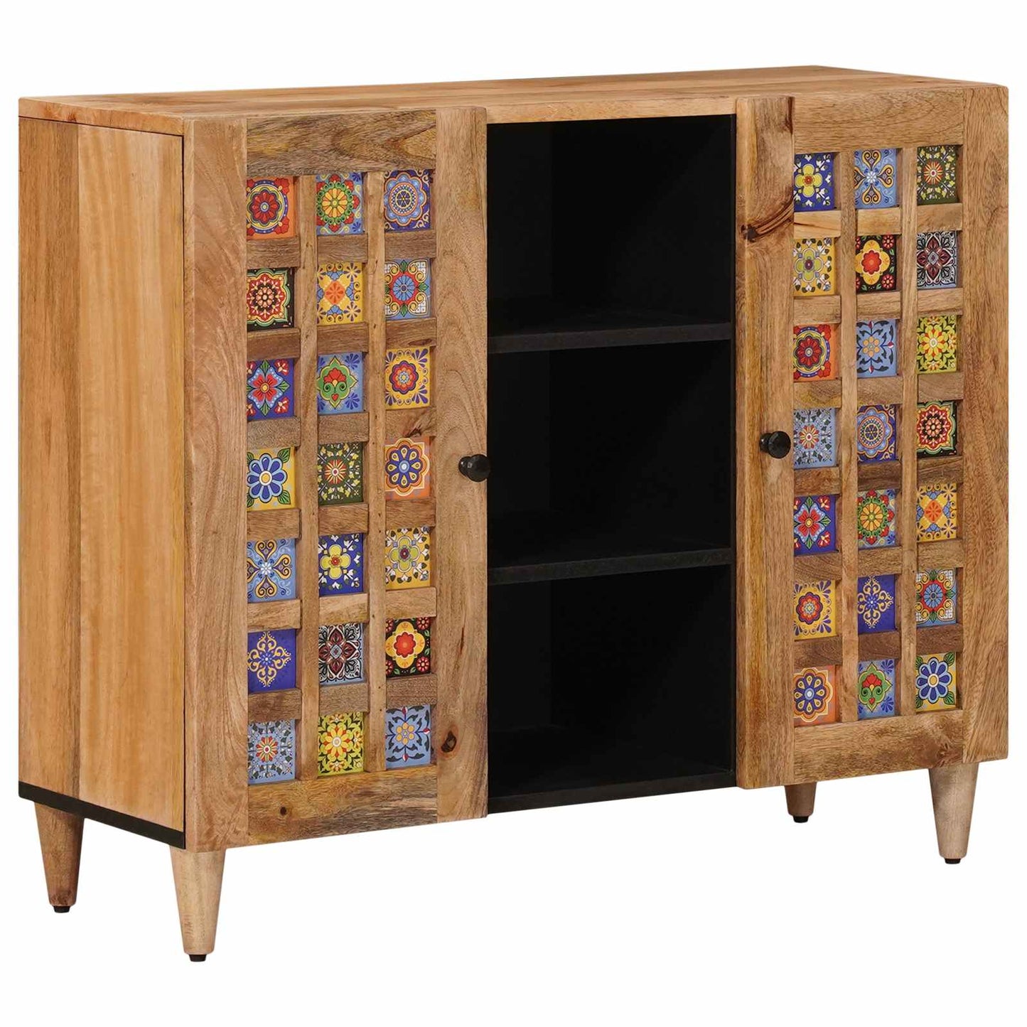 Sideboard med dør Naturfarvet 90 x 33 x 75 cm Massivt mangotræ