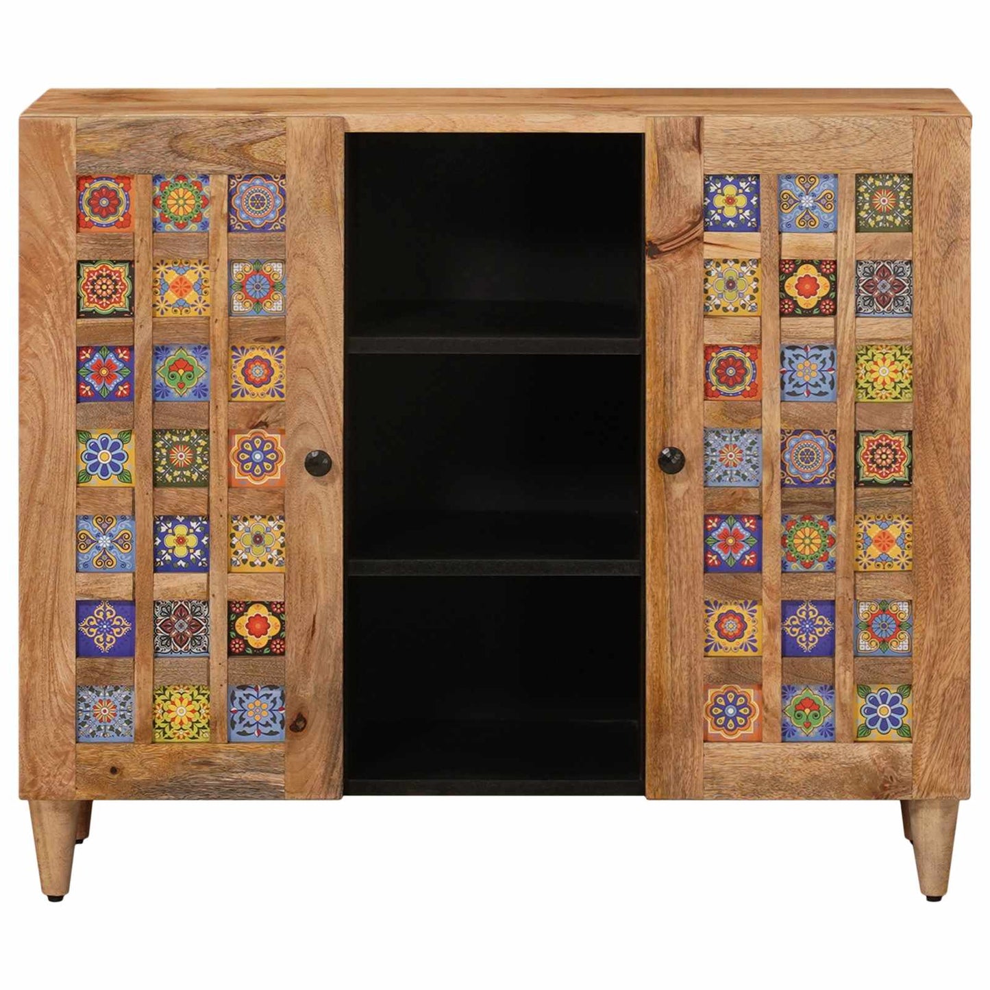 Sideboard med dør Naturfarvet 90 x 33 x 75 cm Massivt mangotræ
