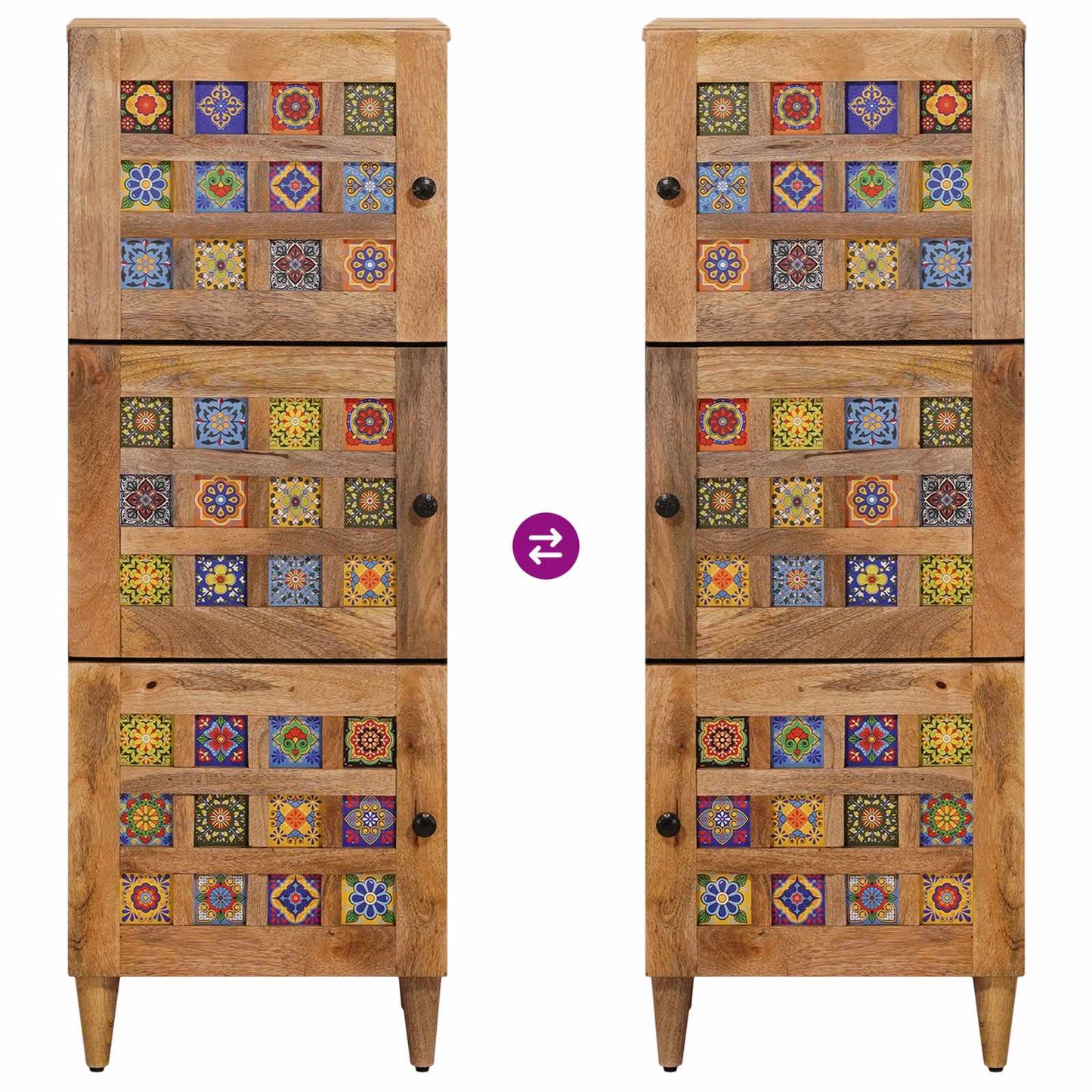 Highboard med dør Naturfarvet 40 x 33 x 110 cm Massivt mangotræ