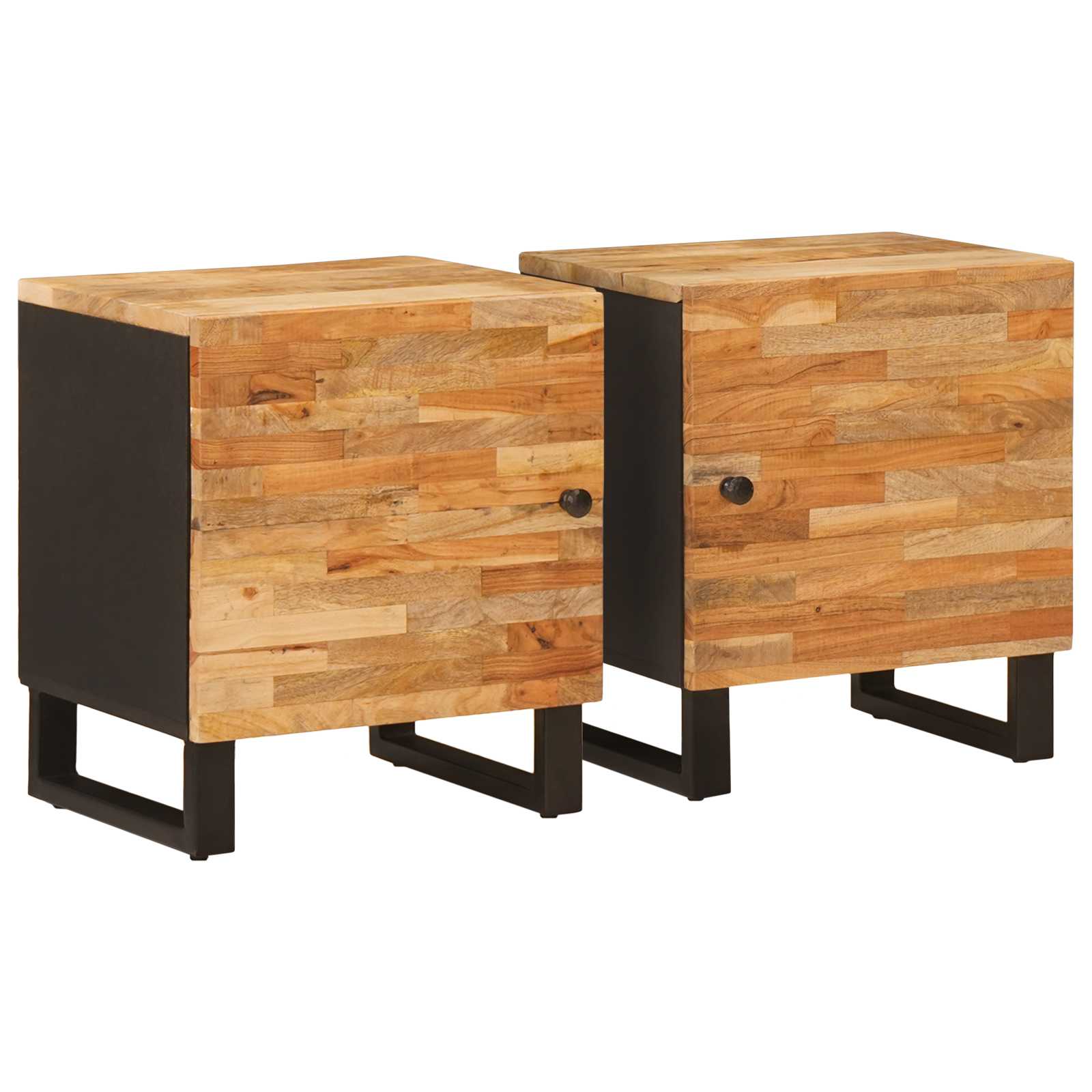 Natskab 2 pcs Brun 40 x 33 x 46 cm Massivt mangotræ billede