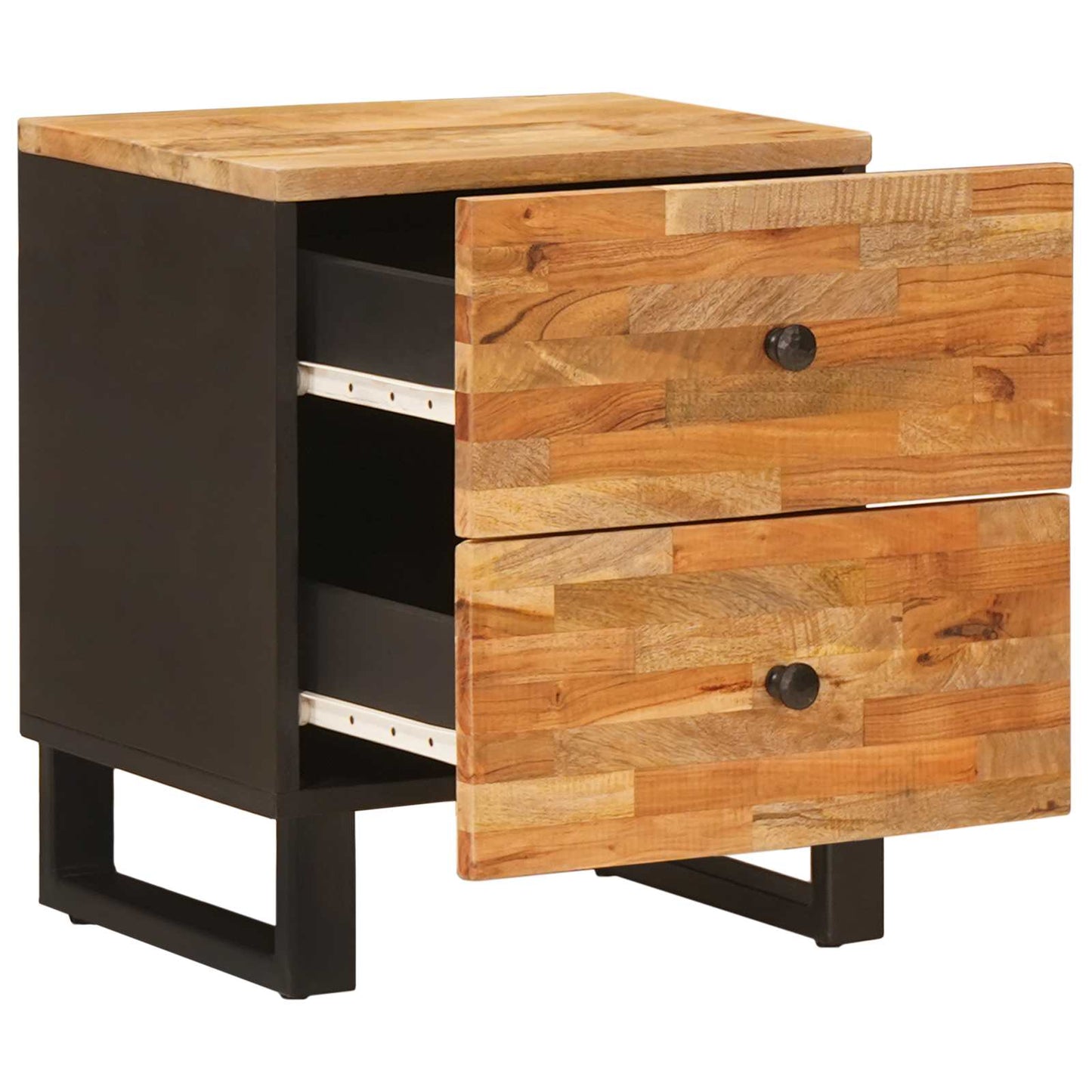 Natskab med skuffe 2 pcs Brun 40 x 33 x 46 cm Massivt mangotræ