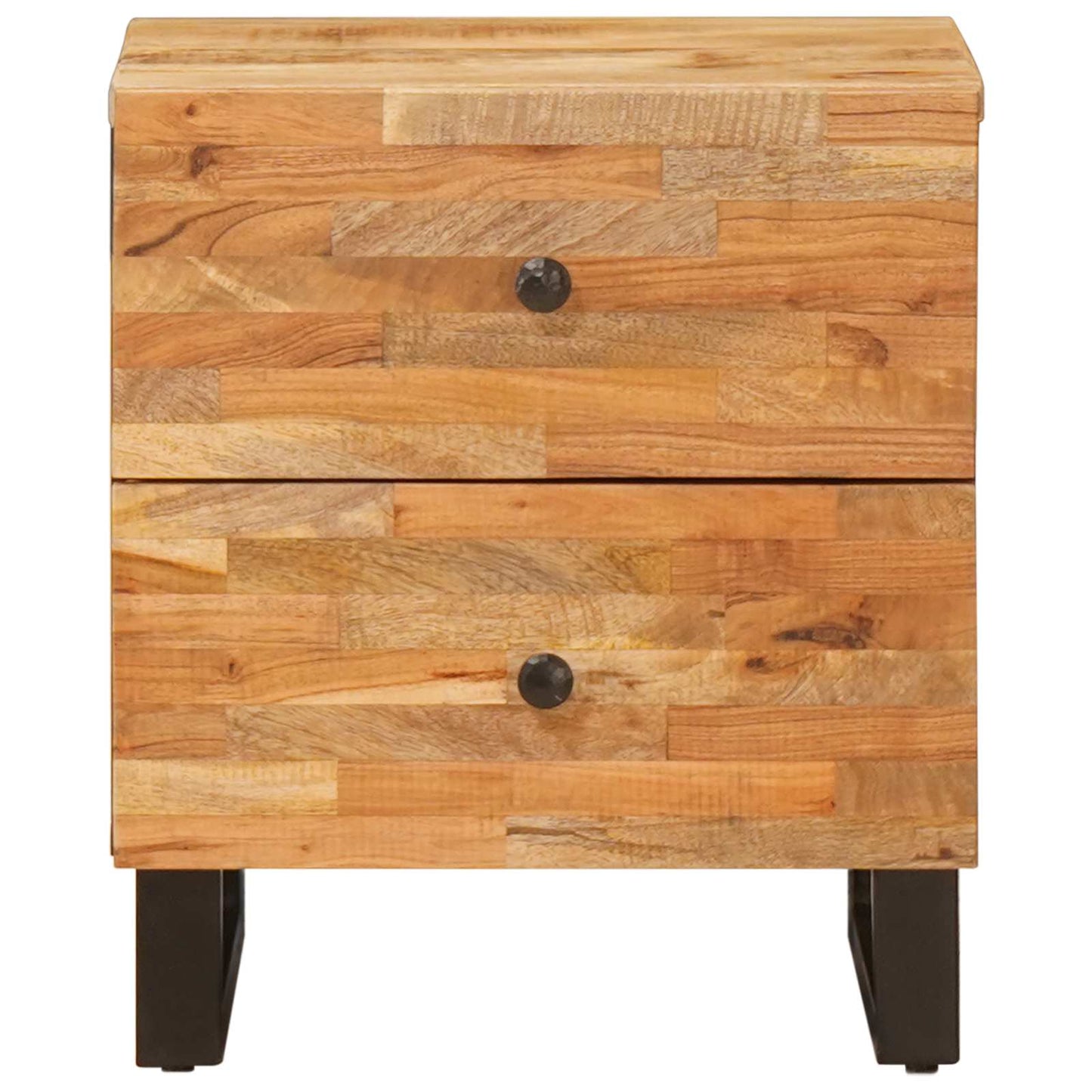 Natskab med skuffe 2 pcs Brun 40 x 33 x 46 cm Massivt mangotræ