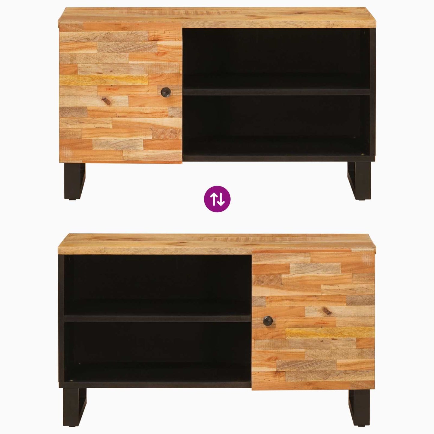 TV-skab med hylde med dør Brun 80 x 33 x 46 cm Massivt mangotræ
