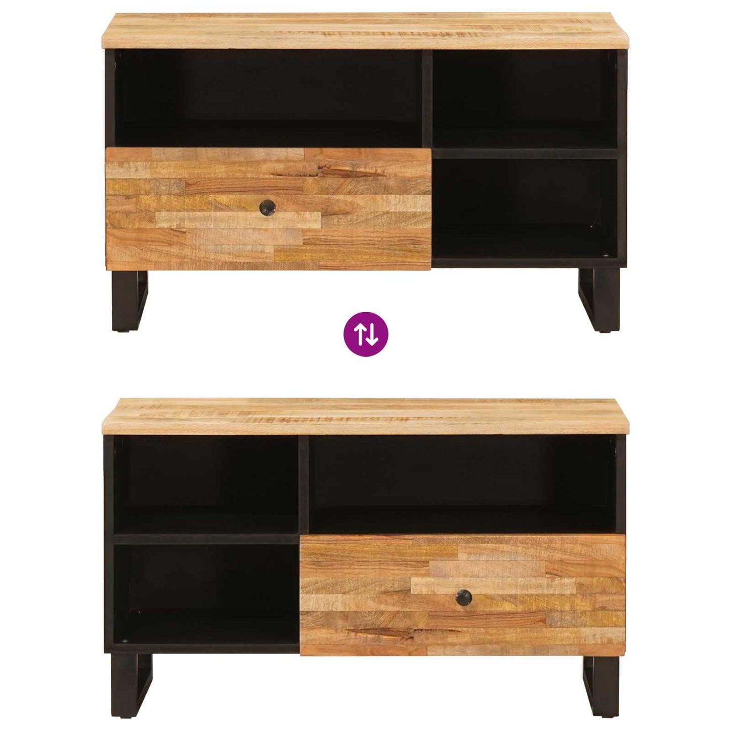 TV-skab med skuffe Brun 80 x 33 x 46 cm Massivt mangotræ