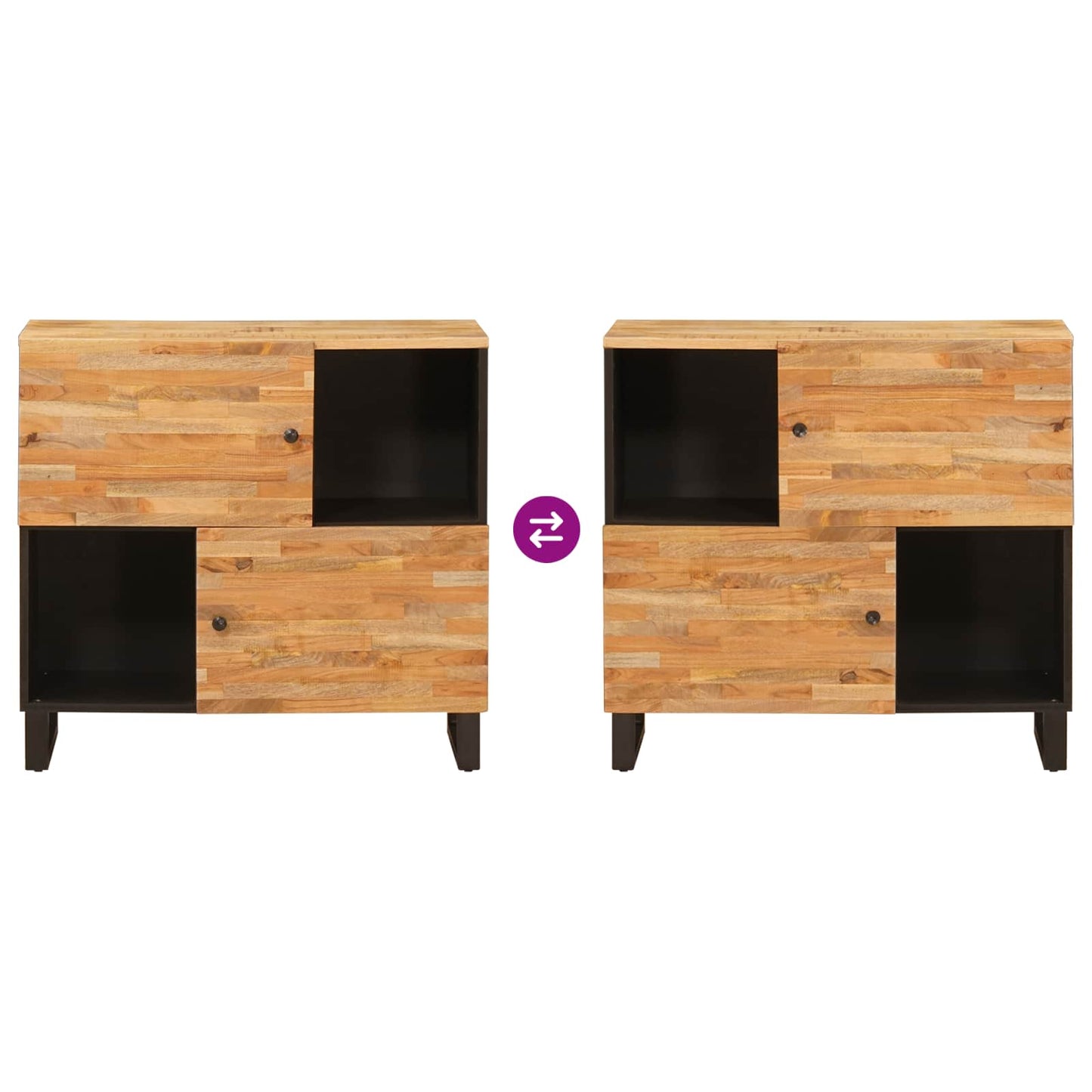 Sideskab med opbevaring Brun 80 x 33 x 75 cm Massivt mangotræ