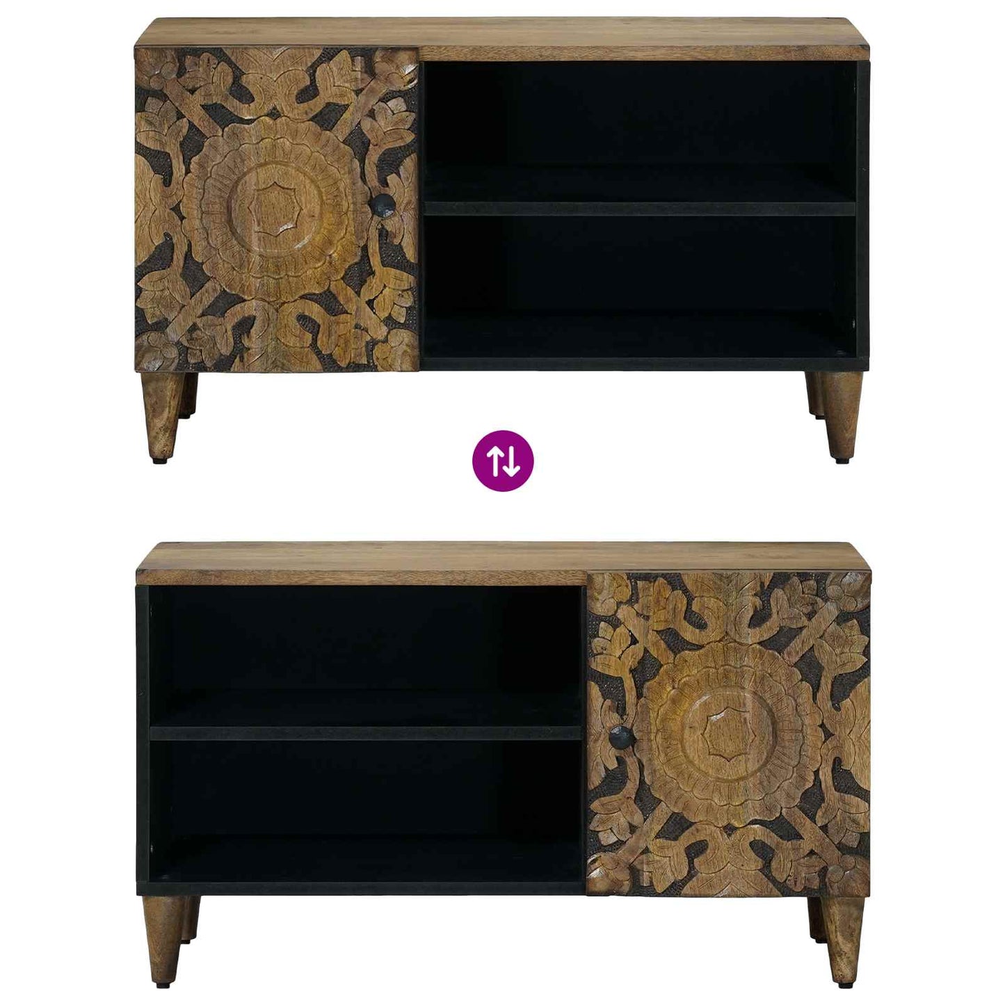 TV-skab med hylde Brun 80 x 31,5 x 46 cm Massivt mangotræ